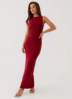 Pose Sweet Bold Structure Holly Knit Maxi Dress - Red