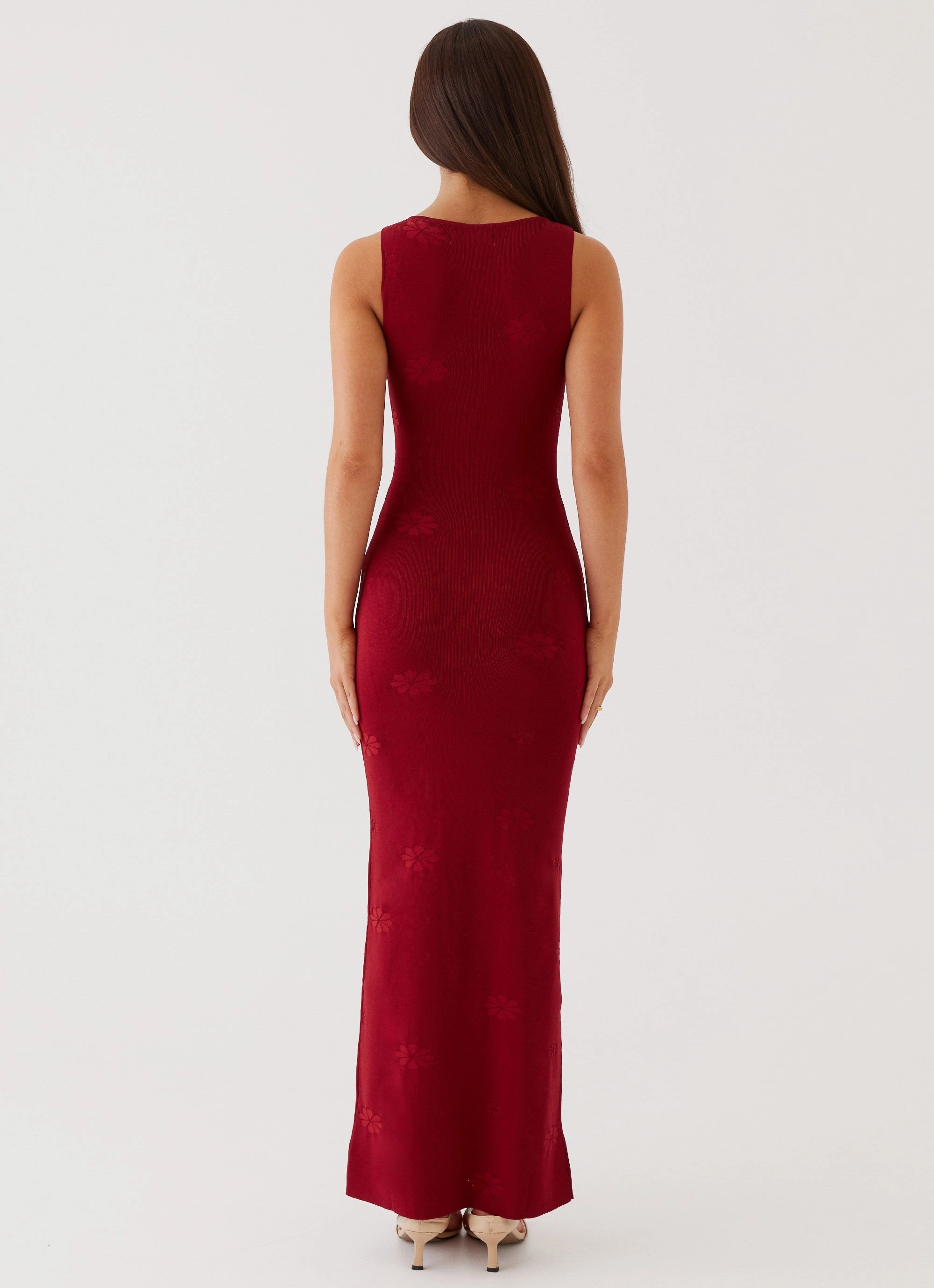 Pure Elegance All-season Holly Knit Maxi Dress - Red