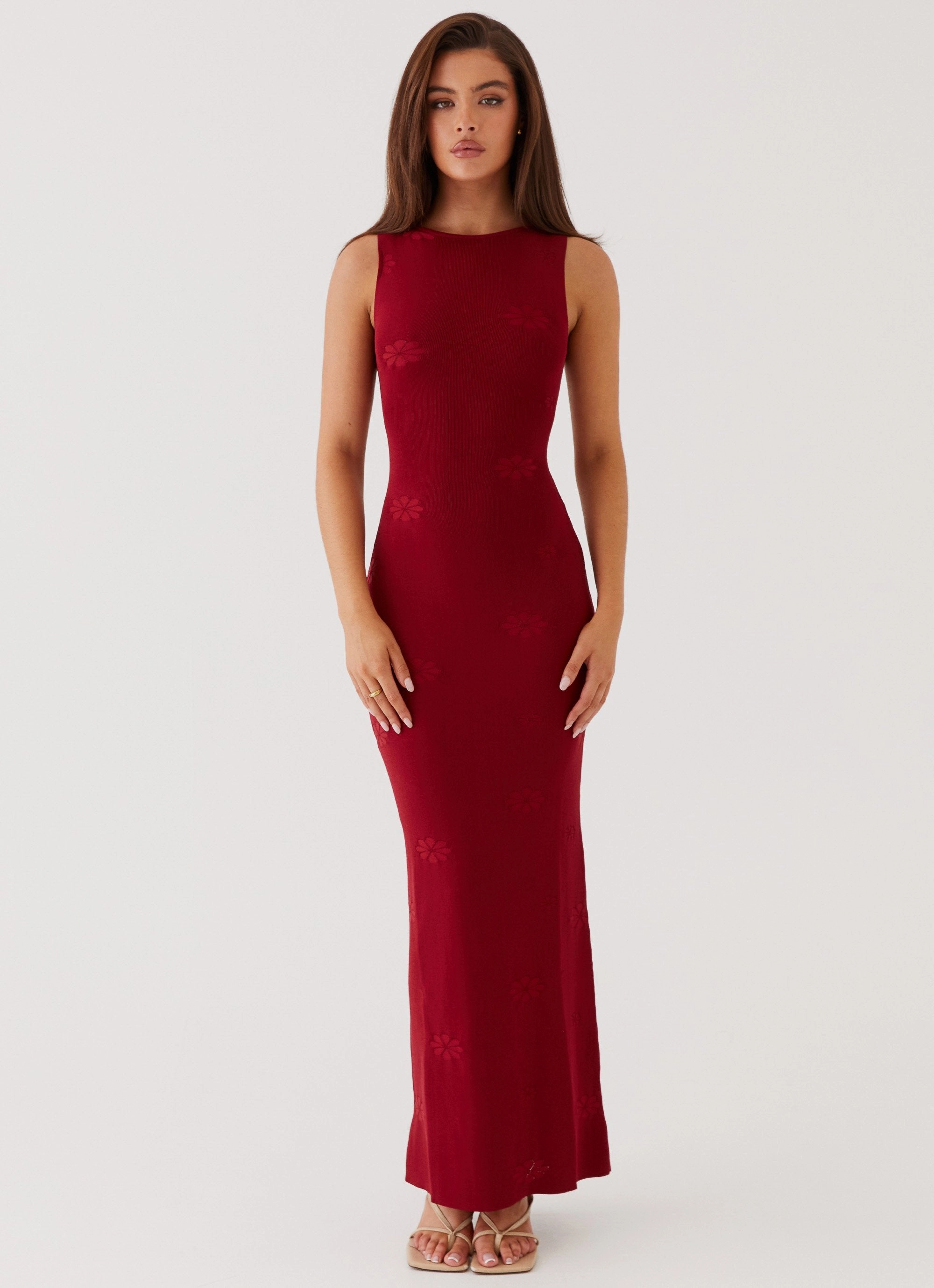 Holly Knit Maxi Dress - Red Daily Comfort Light and breezy summer dress