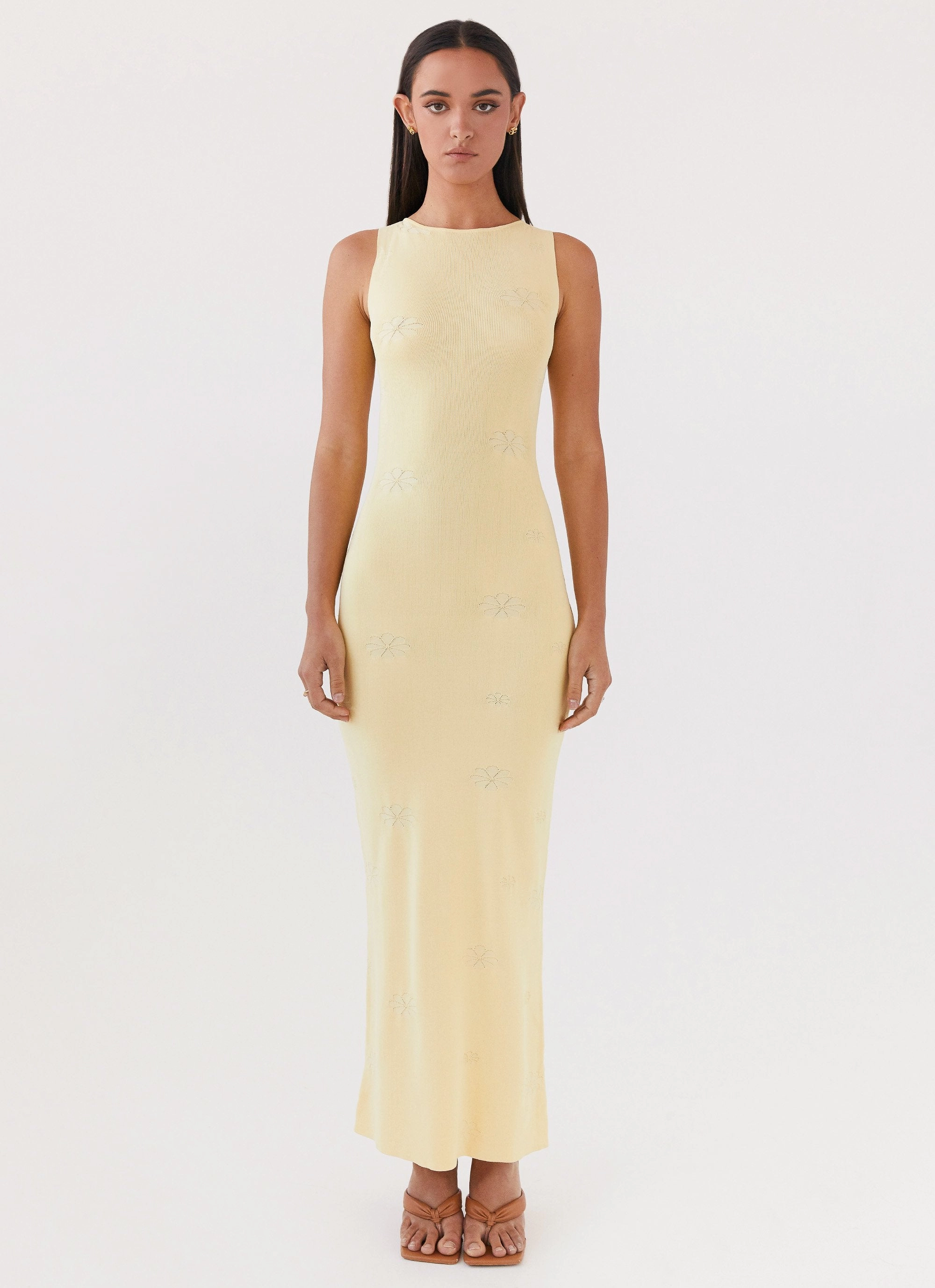 Holly Knit Maxi Dress - Yellow Soft Waist Perfect Fit Look