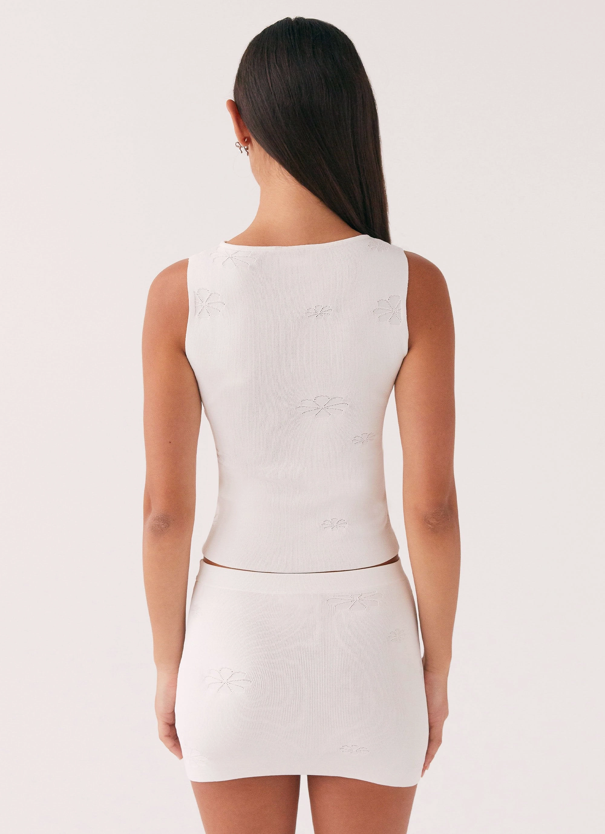 Holly Knit Mini Skirt - White Foldable Design
