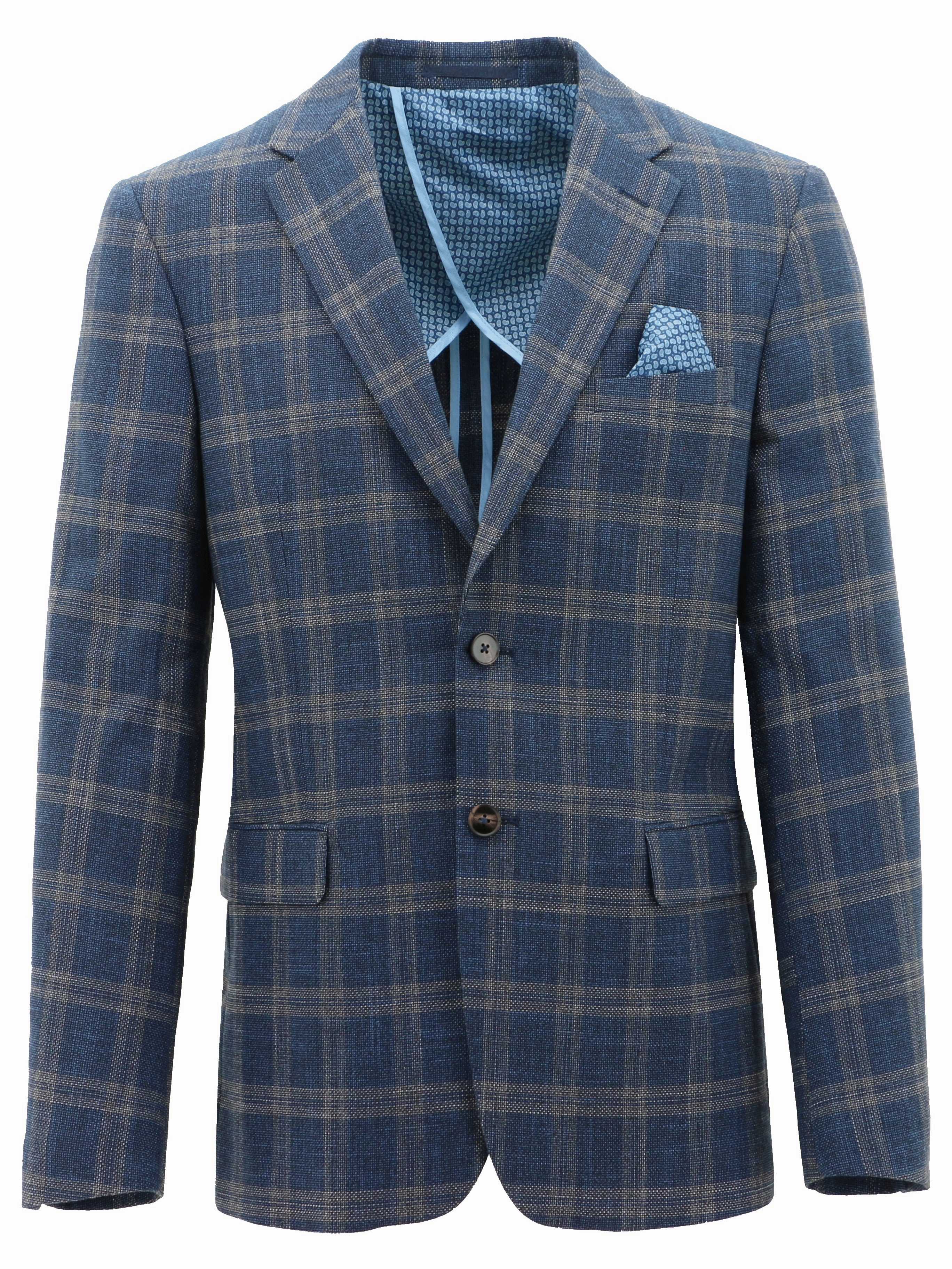 Genoa Buggy Blue Checked Sports Jacket Adjustable Hood Bonded Closure Mechanism