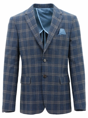 Genoa Buggy Blue Checked Sports Jacket ReinforcedStressPoints