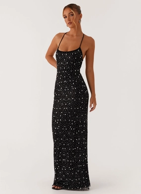 Cressida Rhinestone Mesh Maxi Dress - Black Everyday Movement