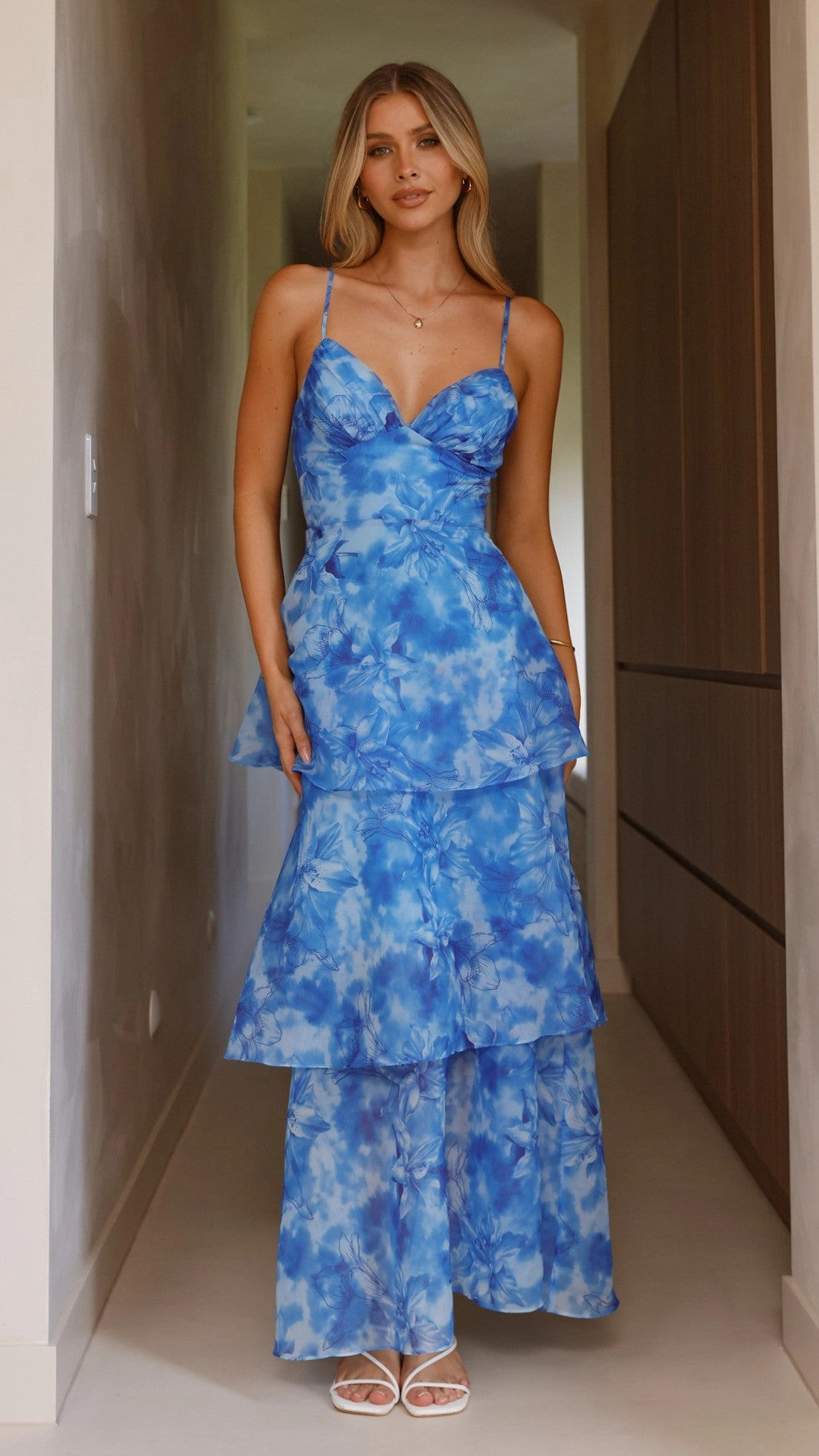 Sophisticated Elegance Kelli Maxi Dress - Blue Floral