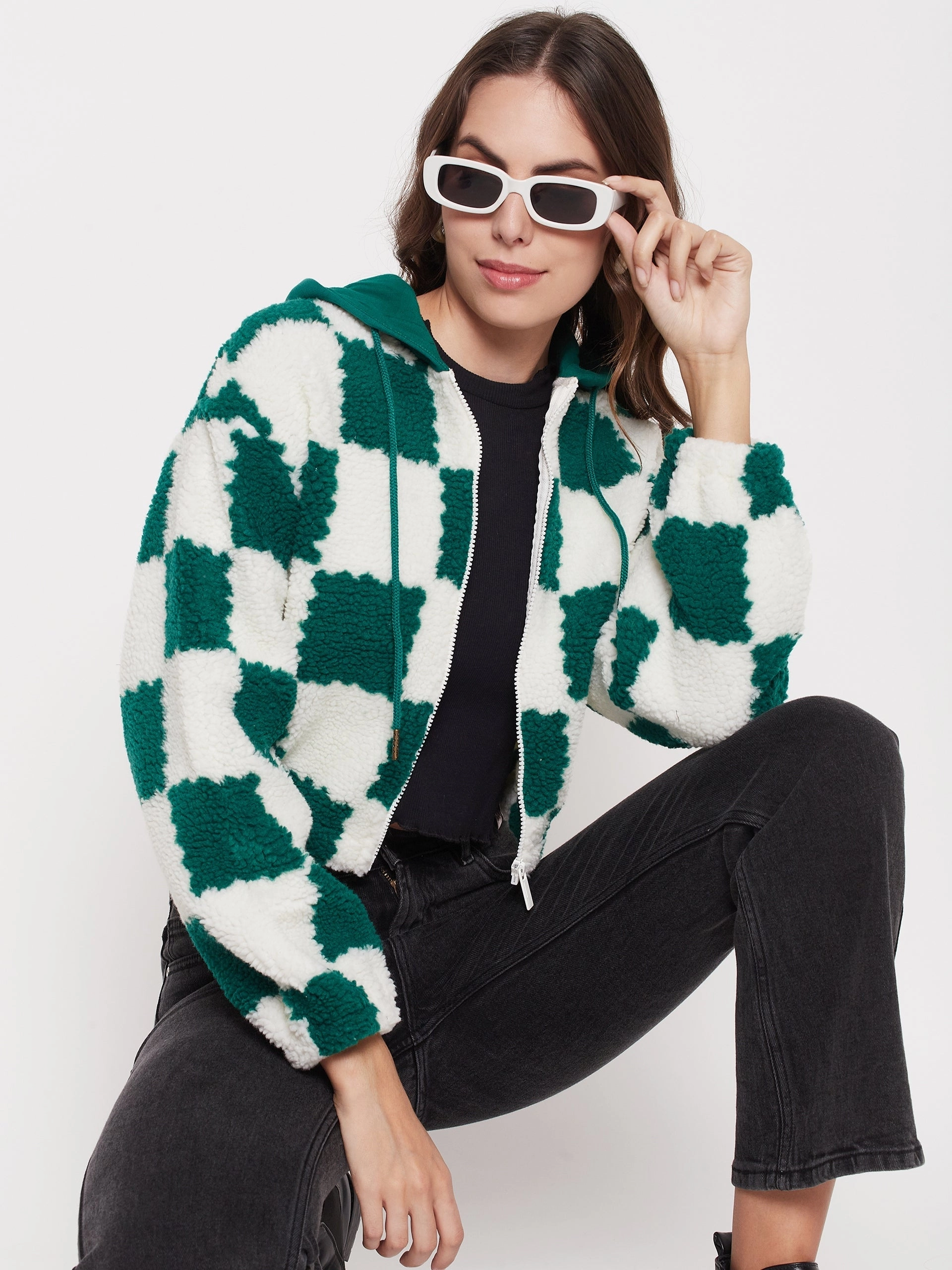 Weekend Sporty Madame Colour Blocked Bottle Green Sweatshirt