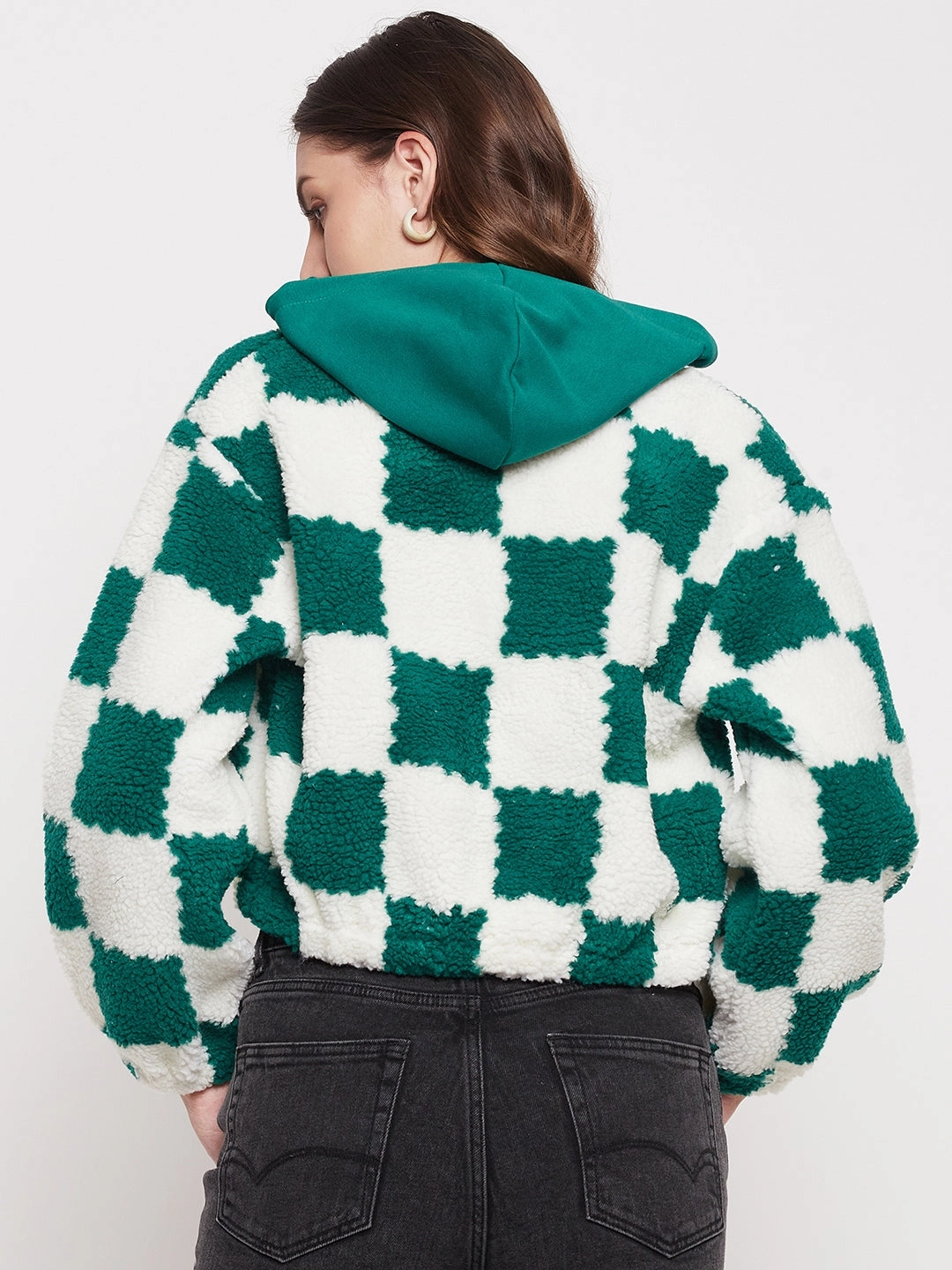 chain accents product snowboarding suitable thrill Madame Colour Blocked Bottle Green Sweatshirt