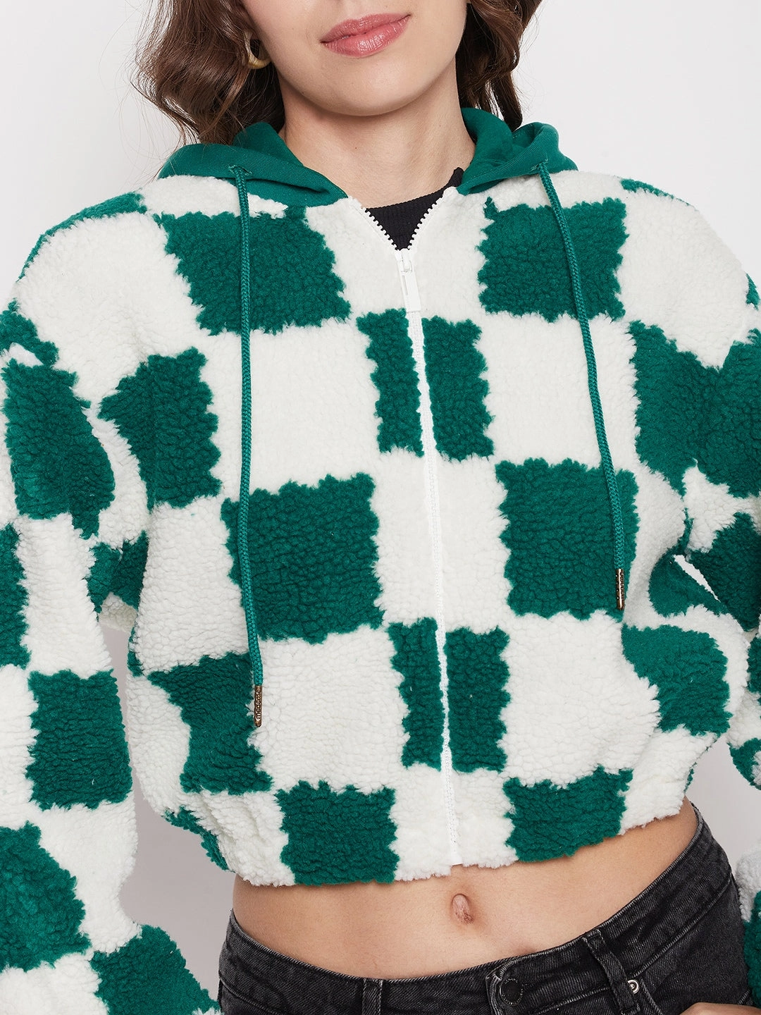 goes with skirts Madame Colour Blocked Bottle Green Sweatshirt