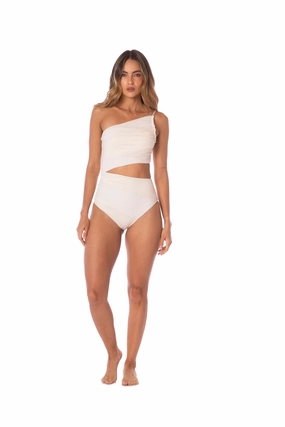 Eco-friendly I'm White Mesh Cut Out One Piece
