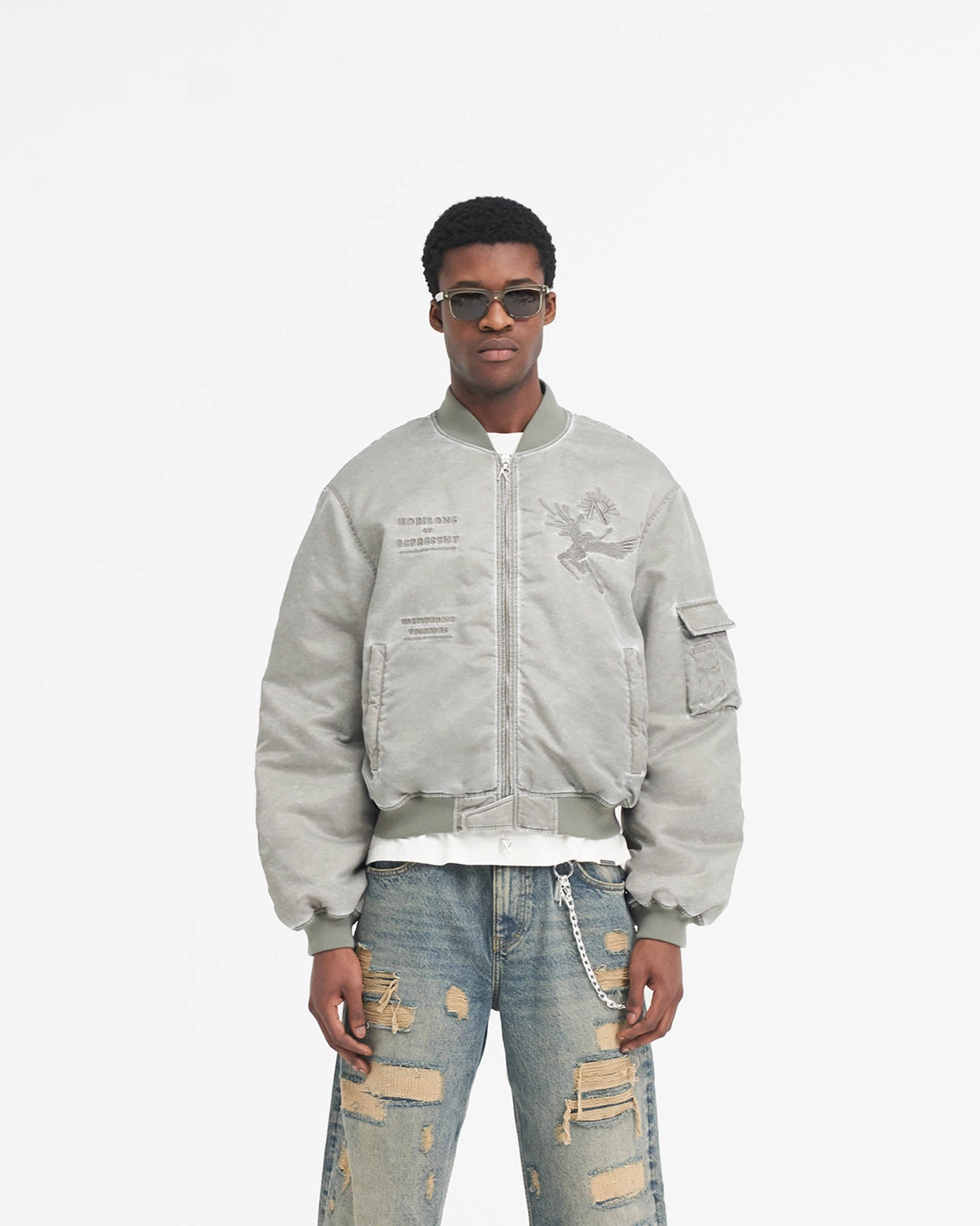 Layered construction Fray Resistant Edges Icarus Flight Bomber - Khaki