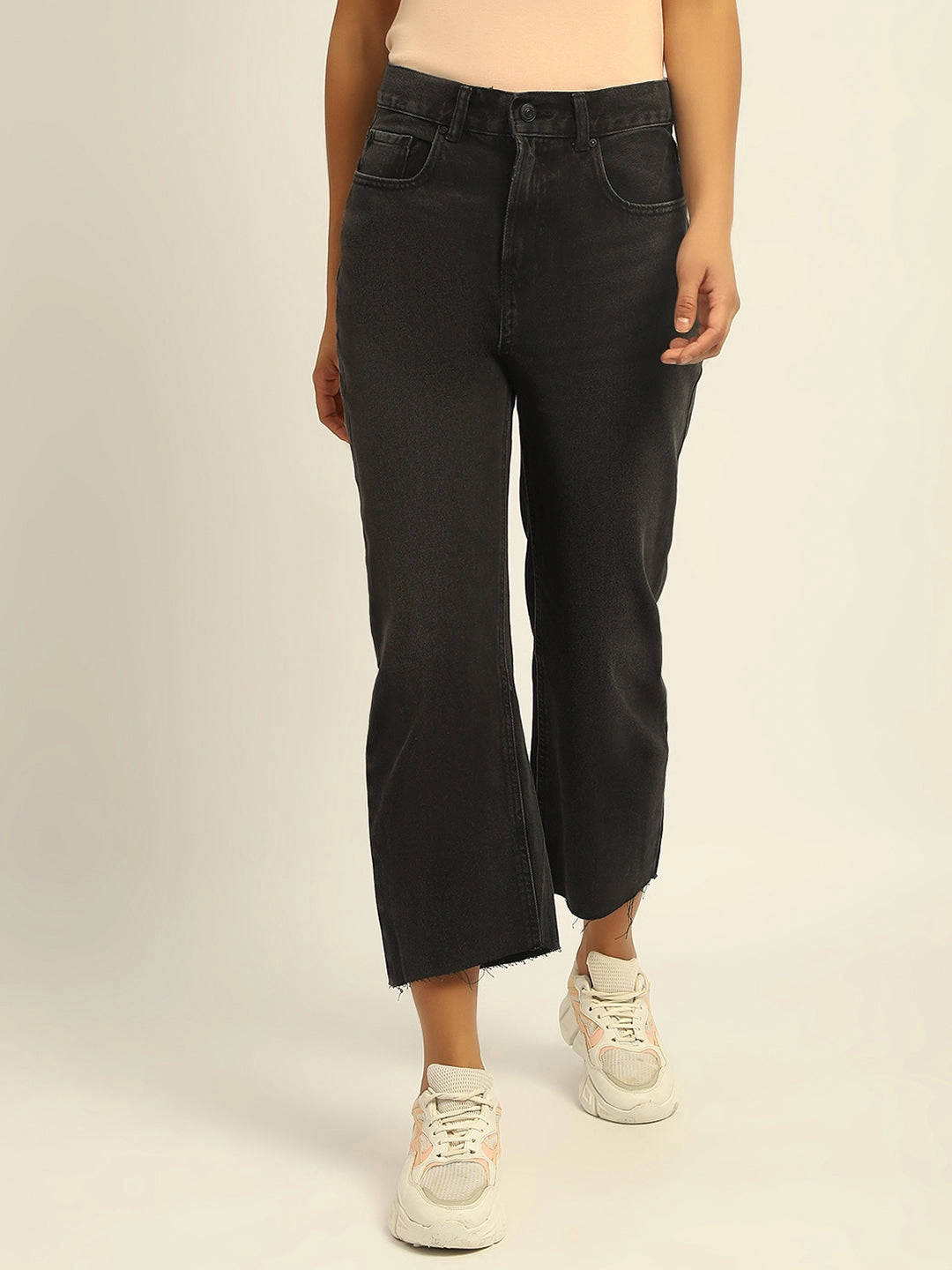 Madame Black Boyfriend Fit Cotton Denim General Option Simple Layers