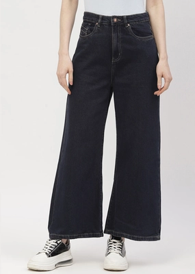 Madame High Rise Carbon Blue Wide Leg Jeans Streetwear Fan Premium Sleek Comfort