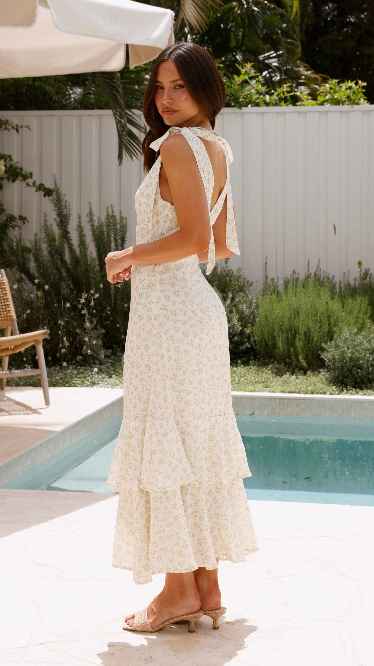 Idana Maxi Dress - Cream / Floral Travel Staple Relaxed Waist