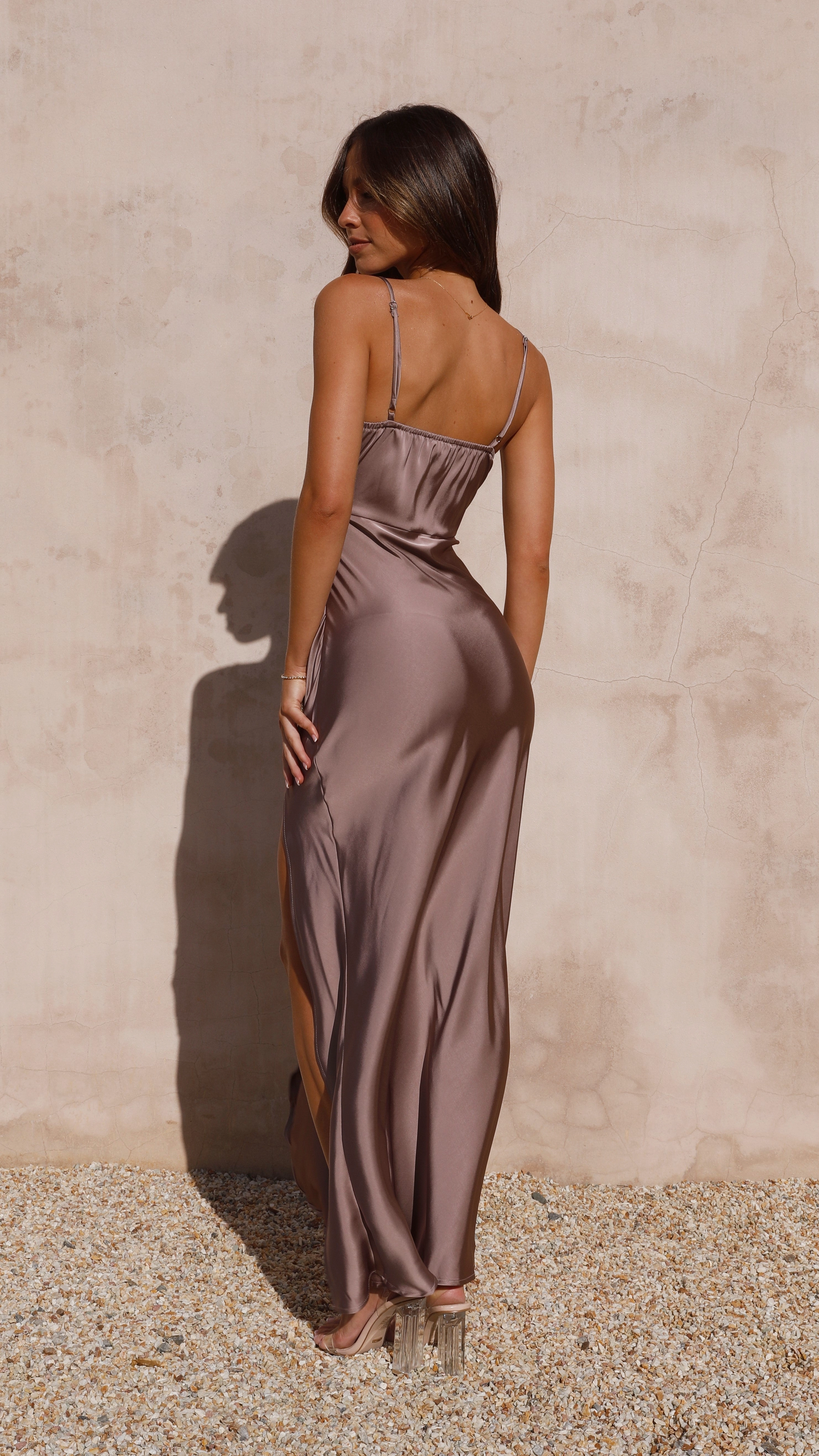 Airy Drape Low Maintenance Ilana Maxi Dress - Mushroom