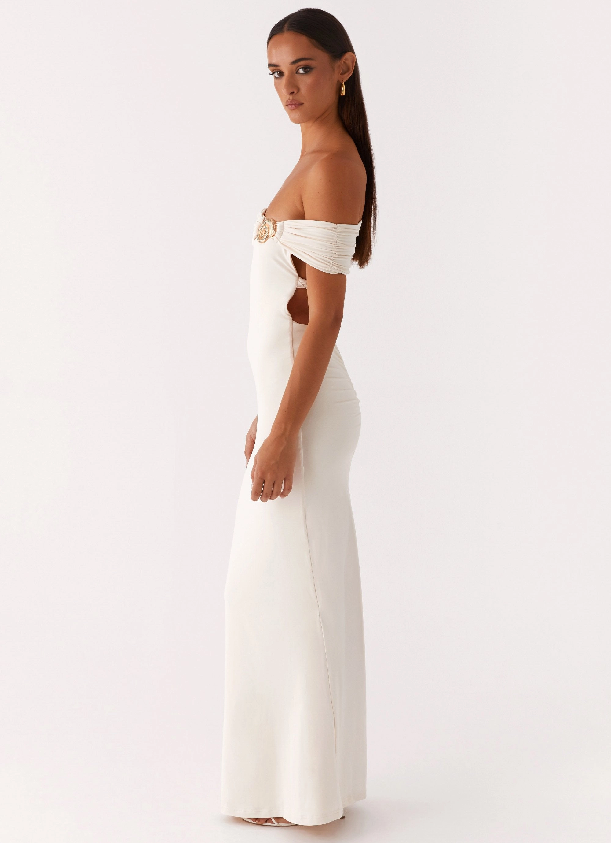 Illusion Maxi Dress - Ivory Flowing Fit Soft Tone