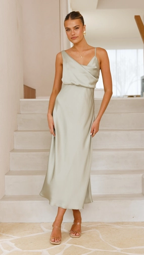 Silky Layer Effortless Layering Audrey Maxi Dress - Olive