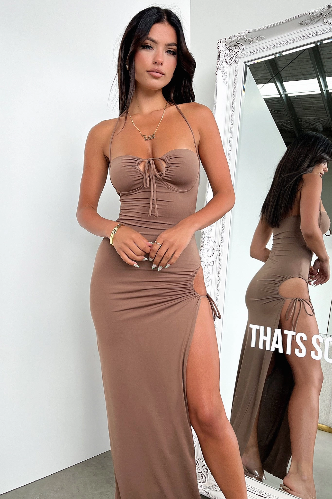 Imana Maxi Dress - Brown Minimal Harmony Natural Style