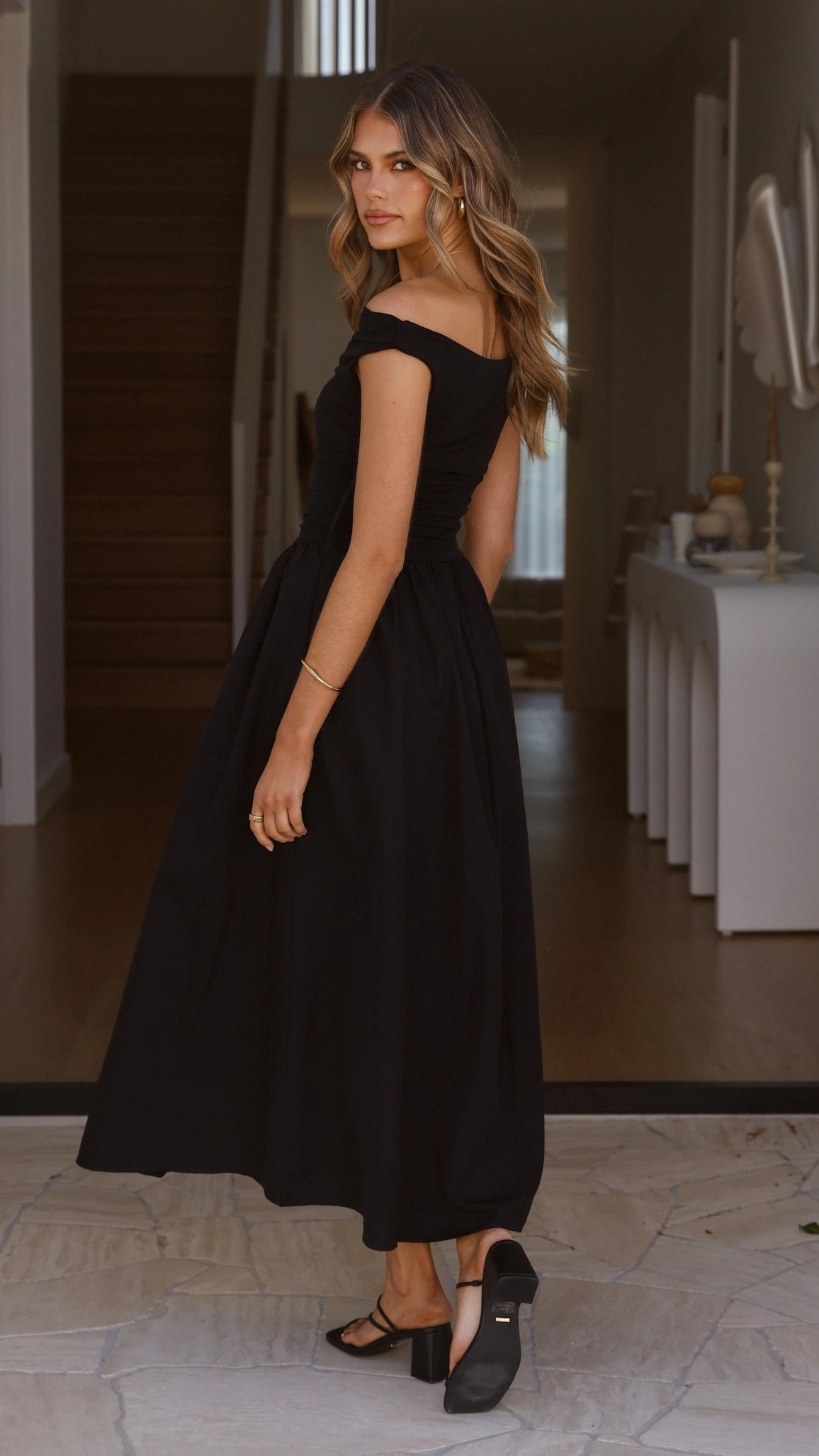 Immy Midi Dress - Black Mesh Soft Bold Style