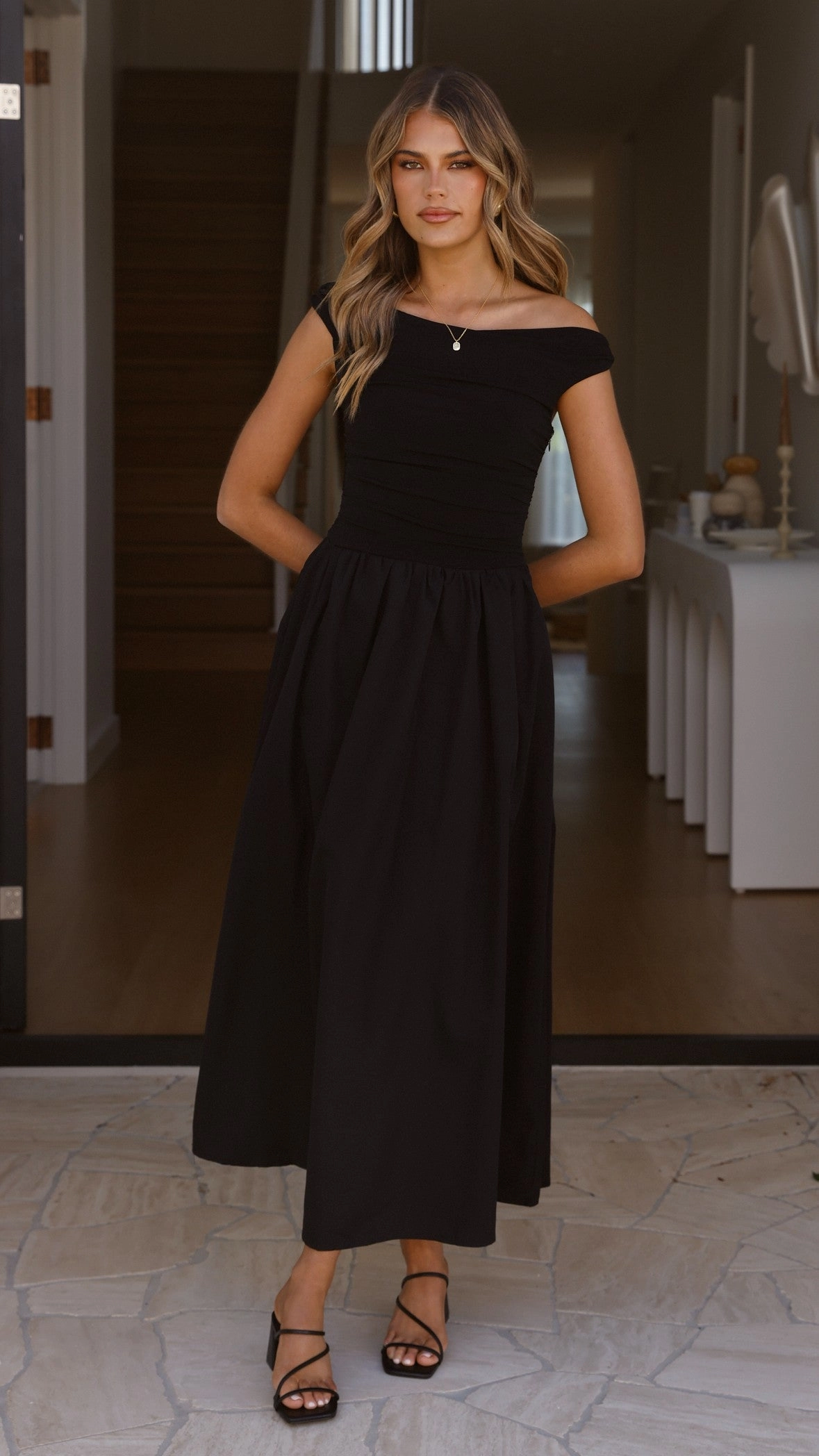 Immy Midi Dress - Black Relaxed Waist City Friendly