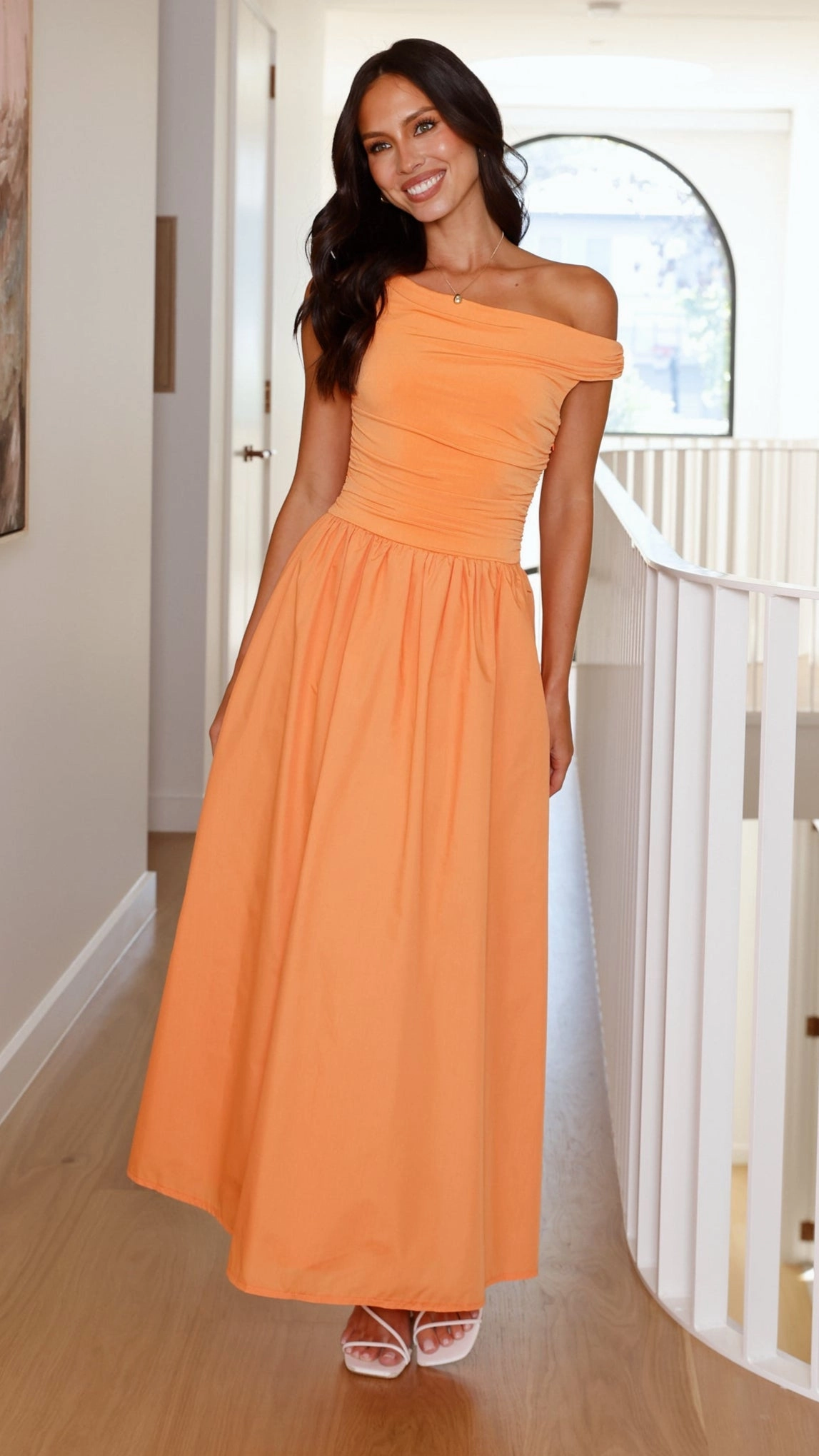 Gloss Accent Flap-Detail Immy Midi Dress - Melon