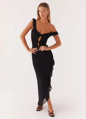 Impossible Cut Out Midi Dress - Black garden party everyday staple