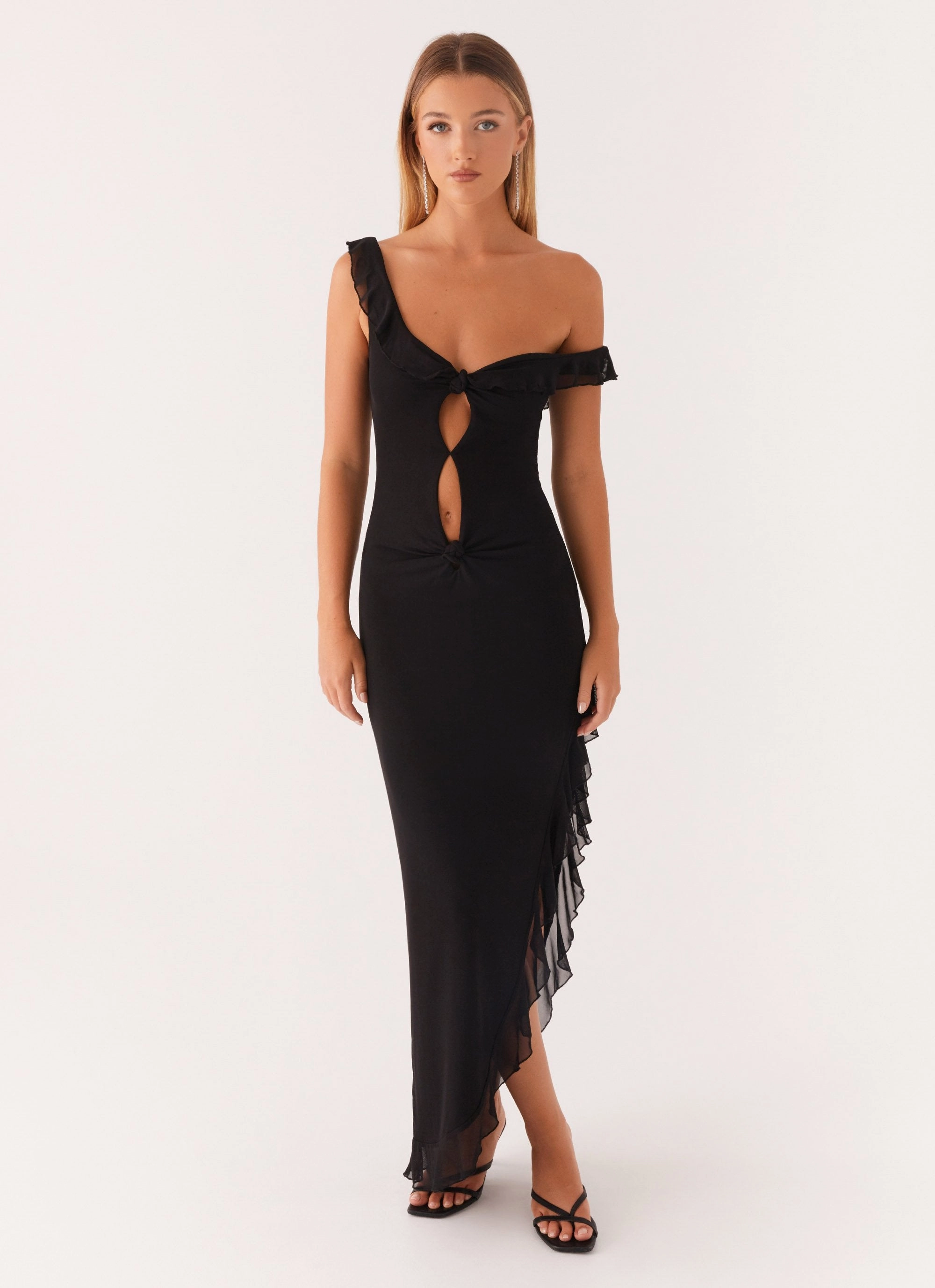 Simple yet chic gown Premium Fabric Impossible Cut Out Midi Dress - Black
