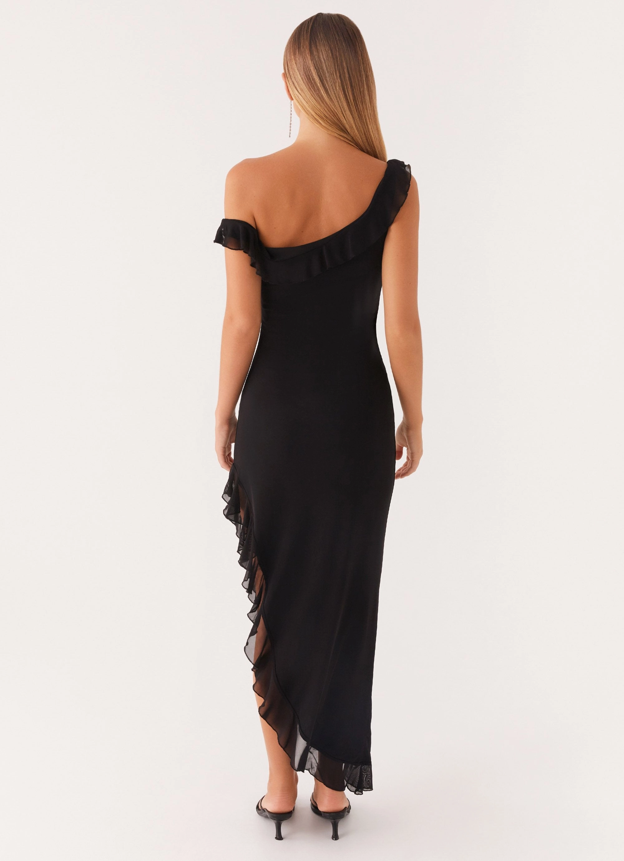 Impossible Cut Out Midi Dress - Black Warm Touch Flare Swing