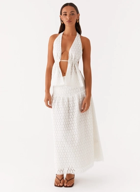 Indiana Corset Midi Skirt - White Fresh Texture