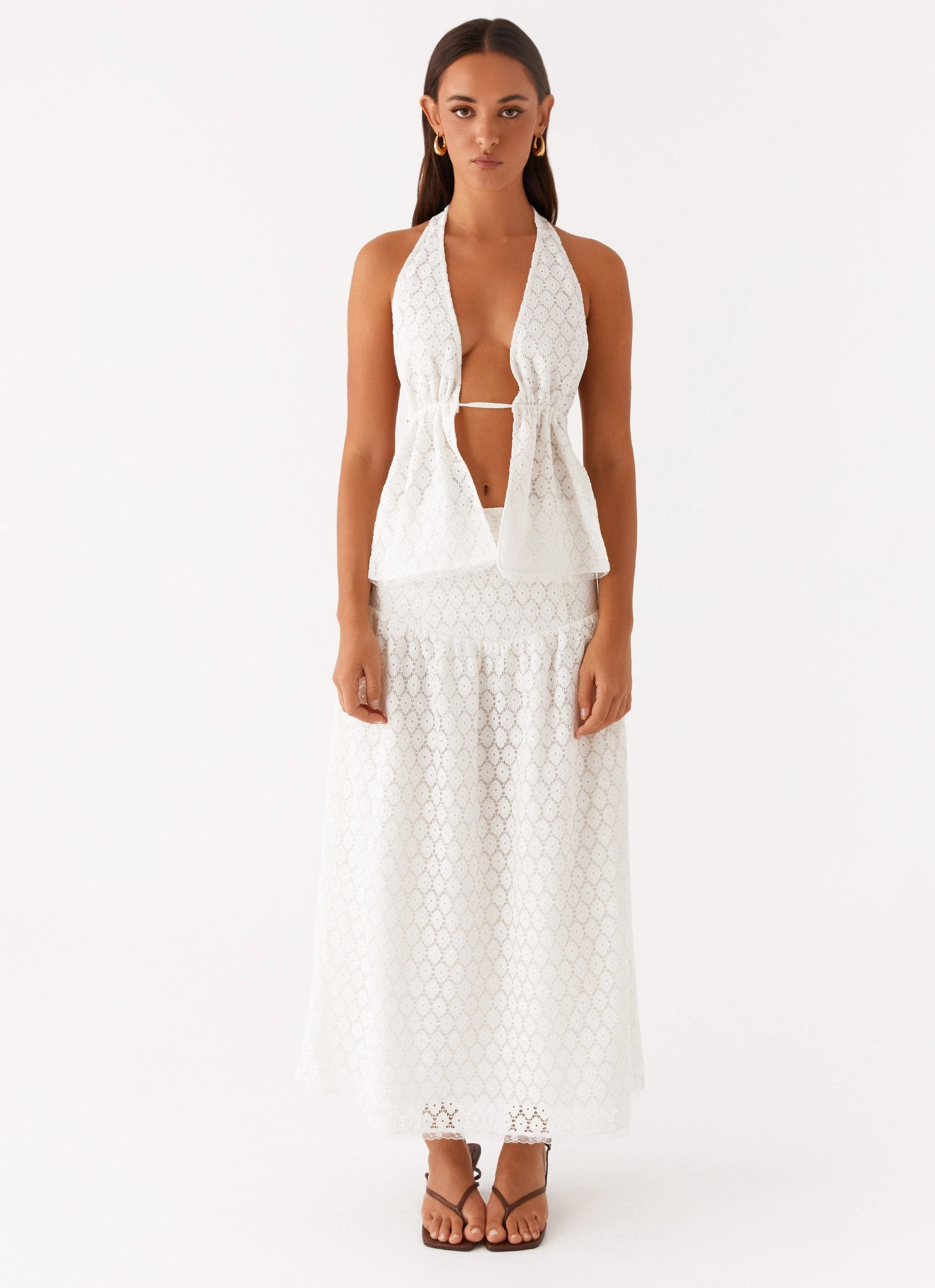 Indiana Corset Midi Skirt - White Vibe Ready