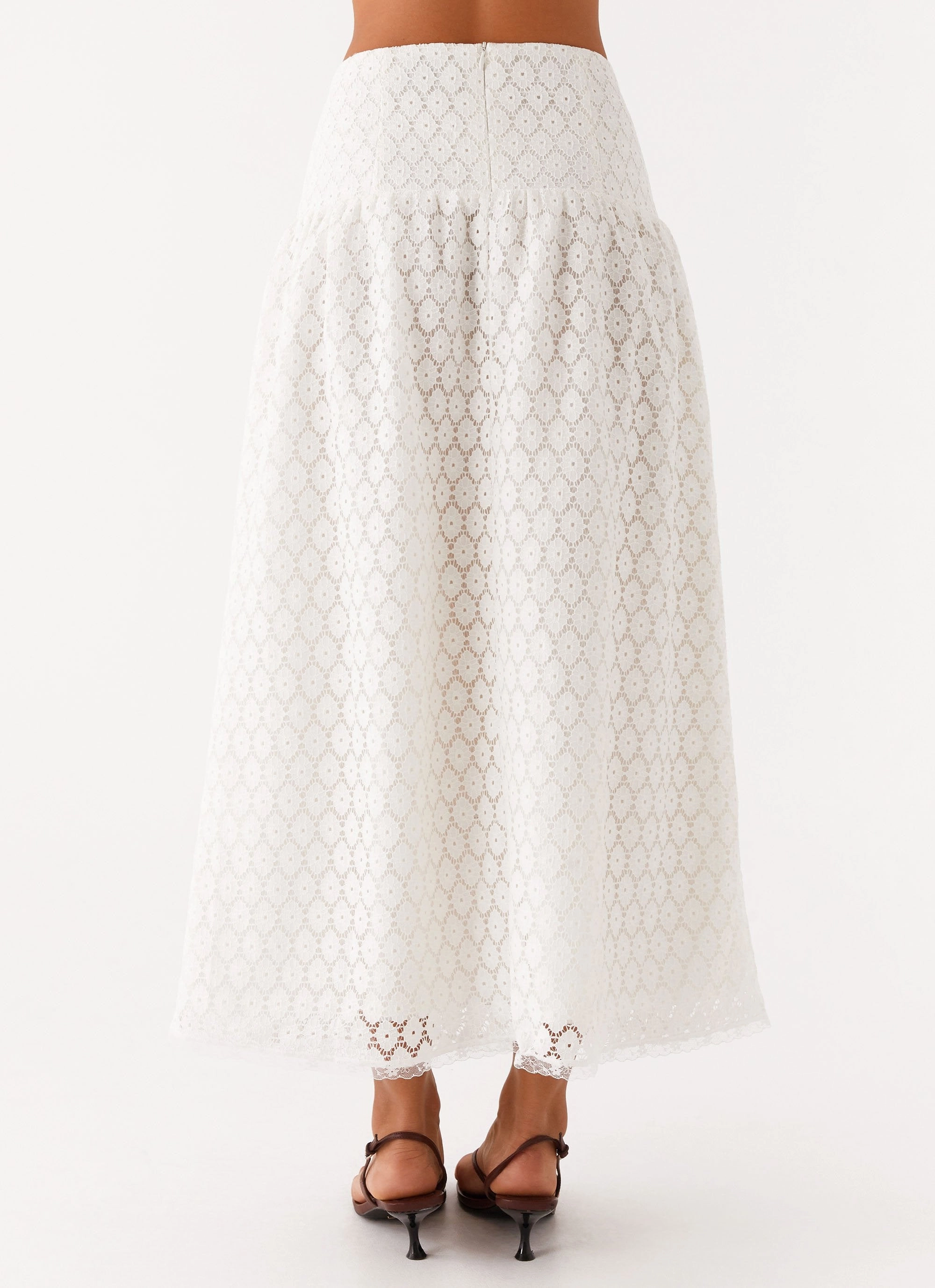 Indiana Corset Midi Skirt - White Floor Length Runway Inspired