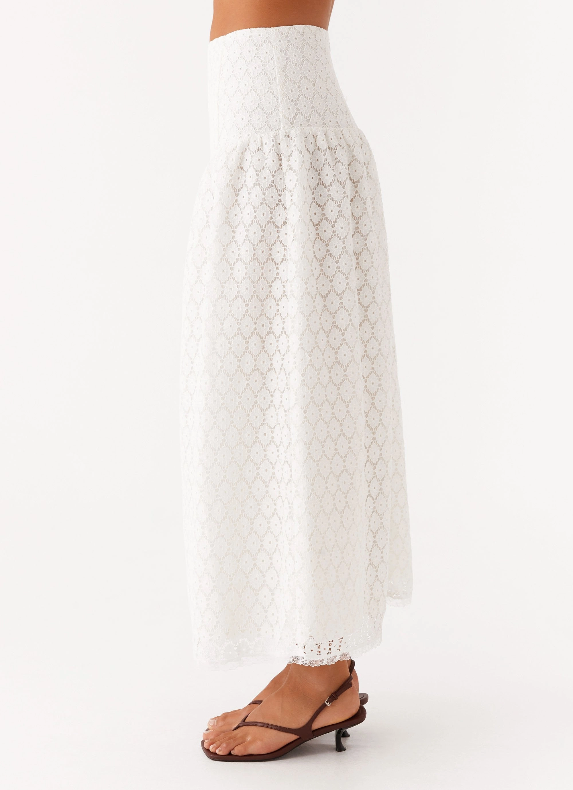 Indiana Corset Midi Skirt - White Maximalist look Texture Play