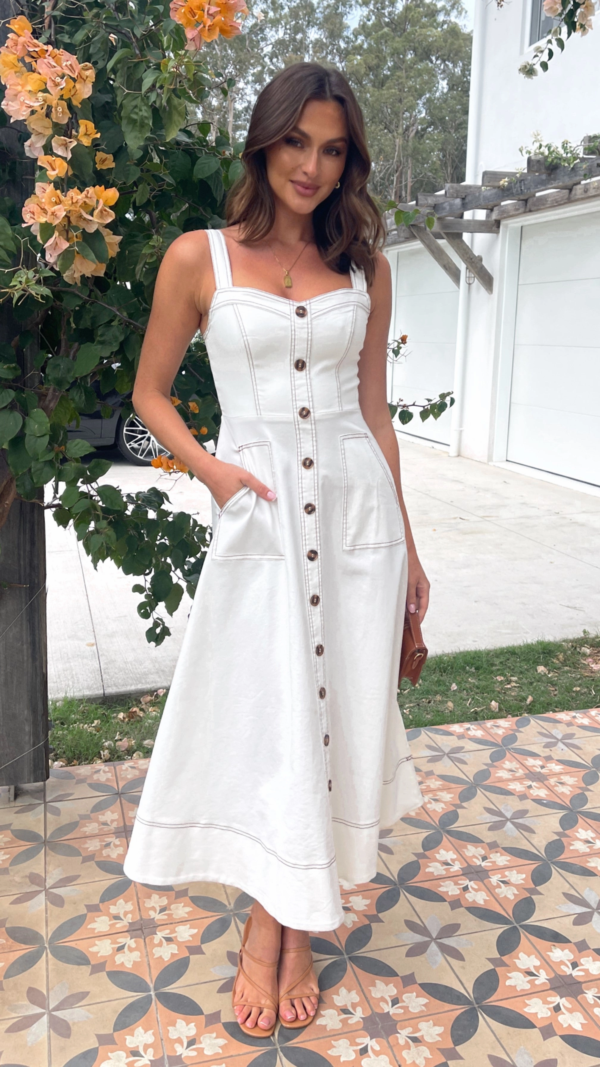 Cozy Balance Indigo Midi Dress - White Denim