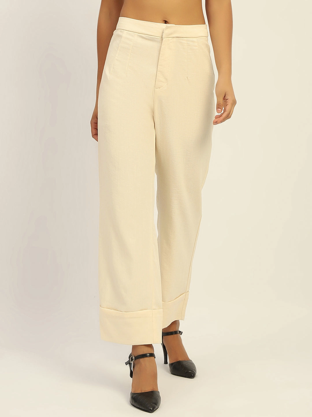Madame Straight Leg Off White Trousers Flex Wear