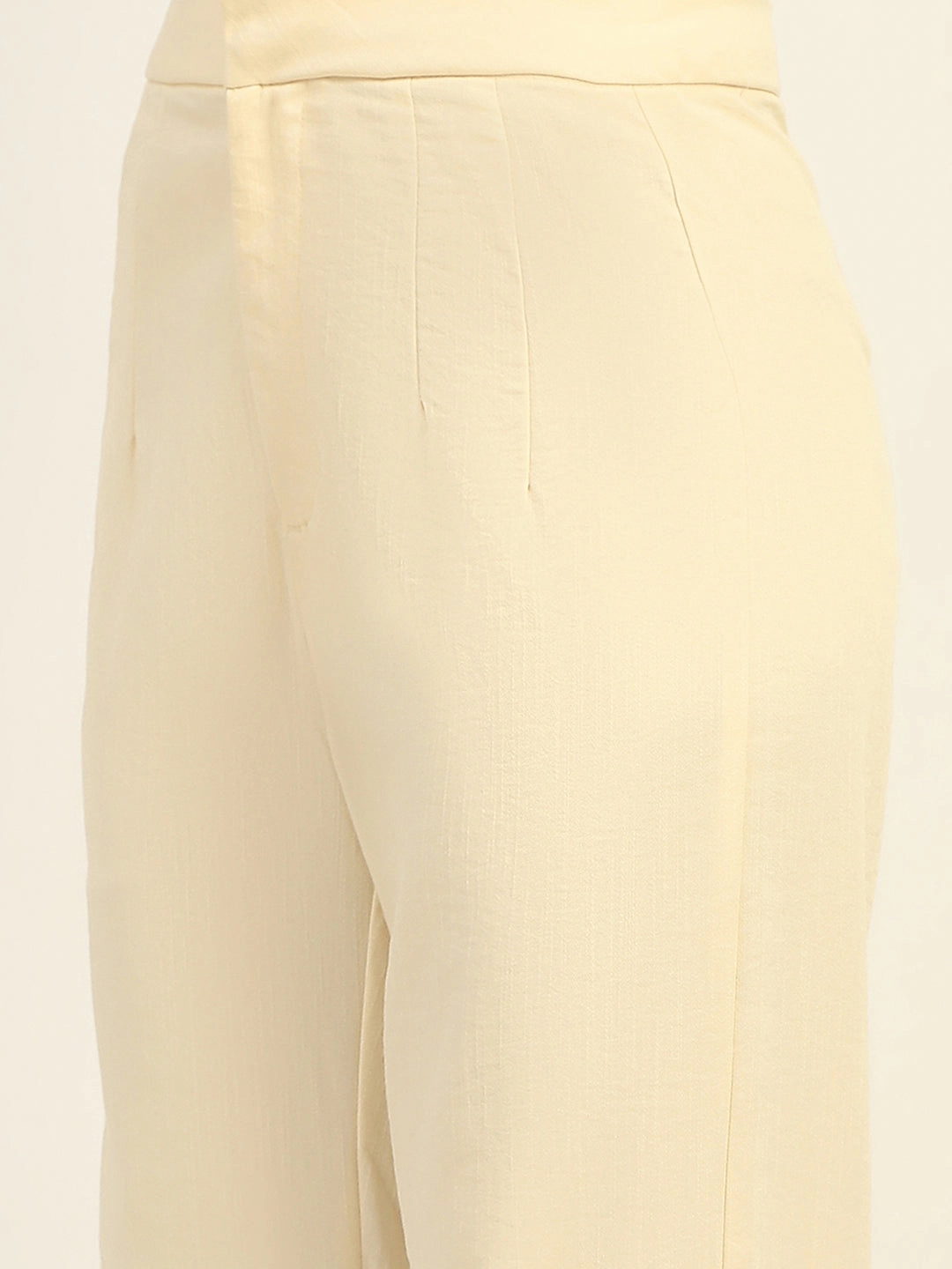 Madame Straight Leg Off White Trousers Chafe-Free Fit