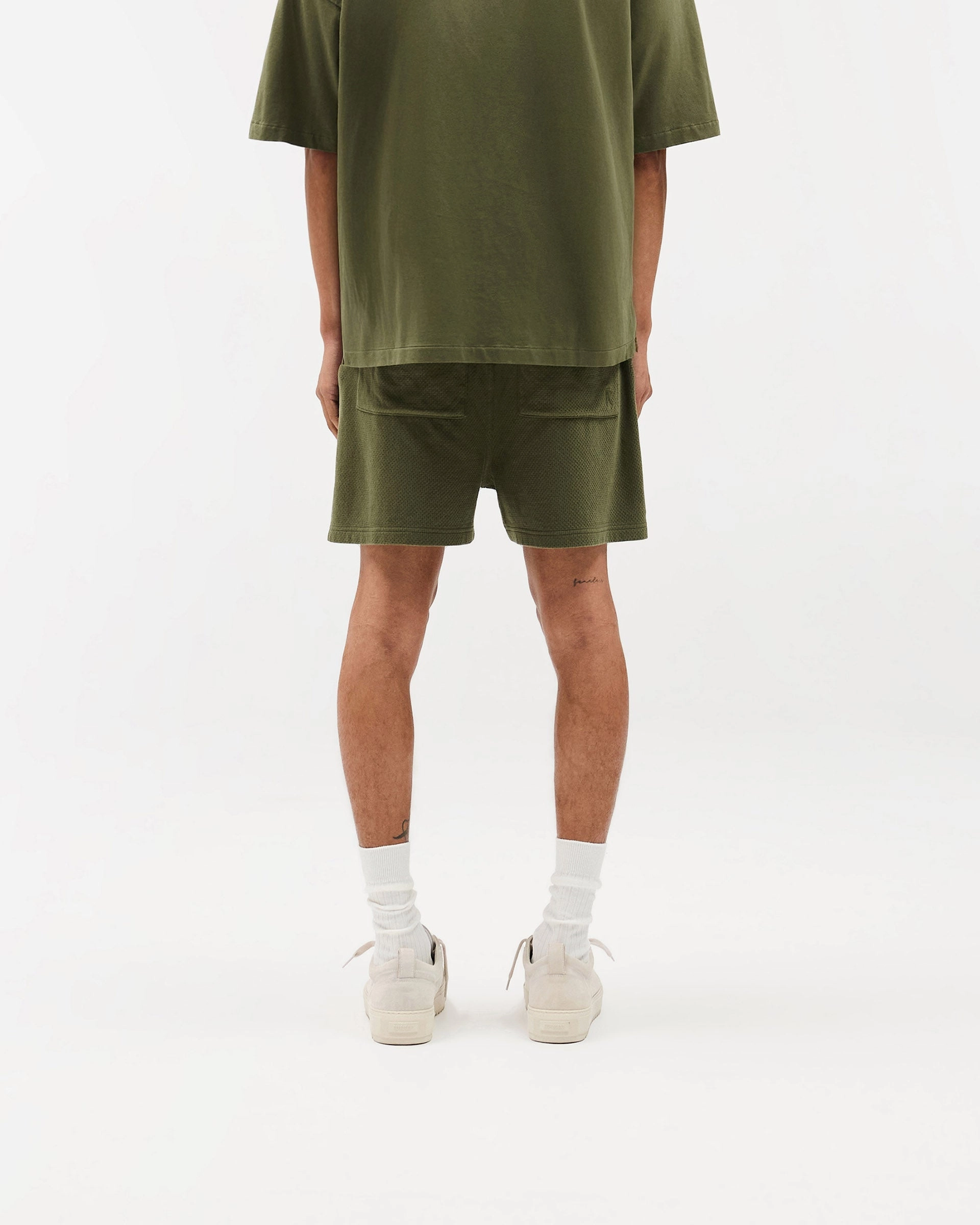 Denim shorts Smooth Fabric Initial Mesh Shorts - Army Green
