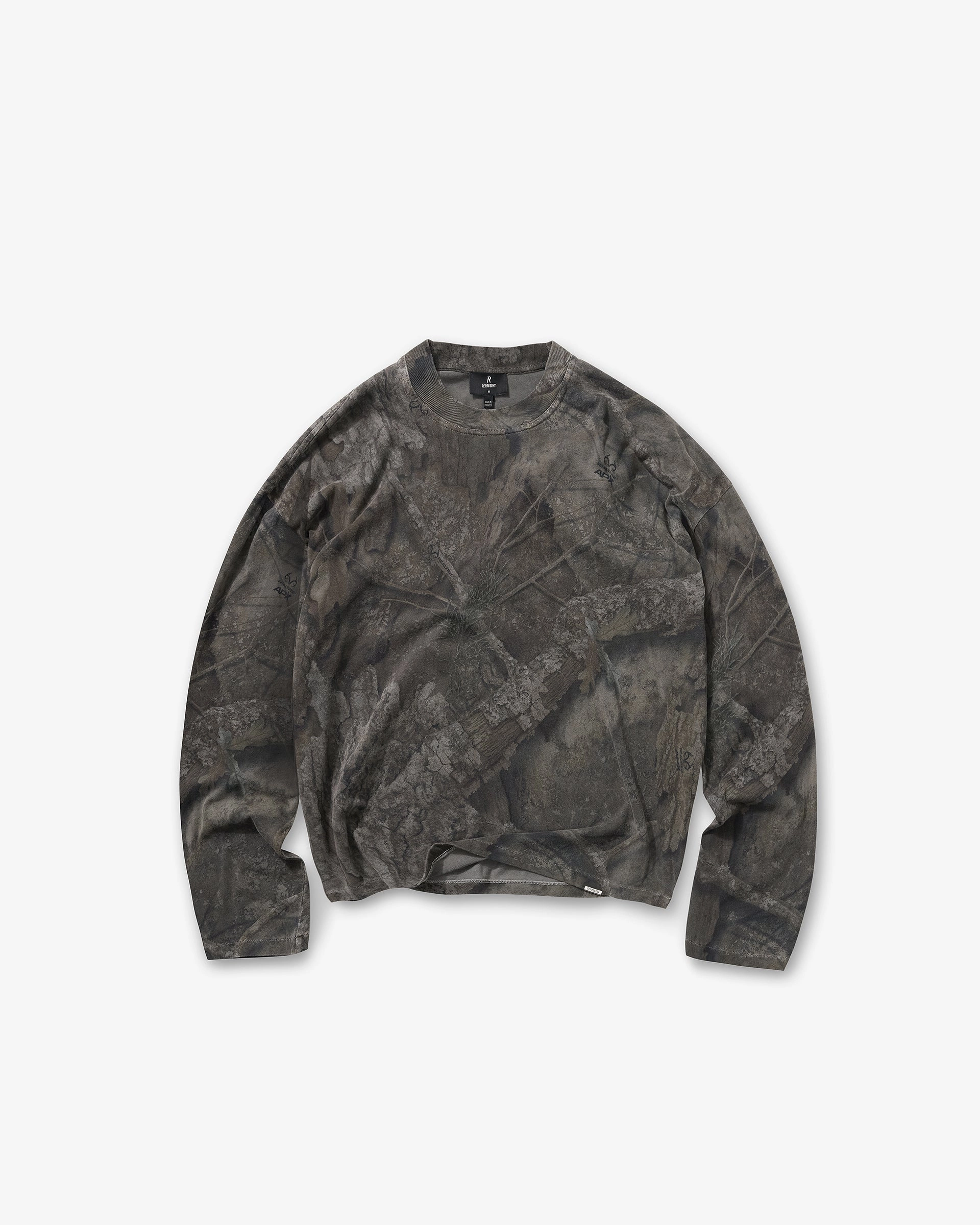 Initial Overdye Realtree? Long Sleeve T-Shirt - Overdyed Black Luxury clothing Ultra Soft Texture
