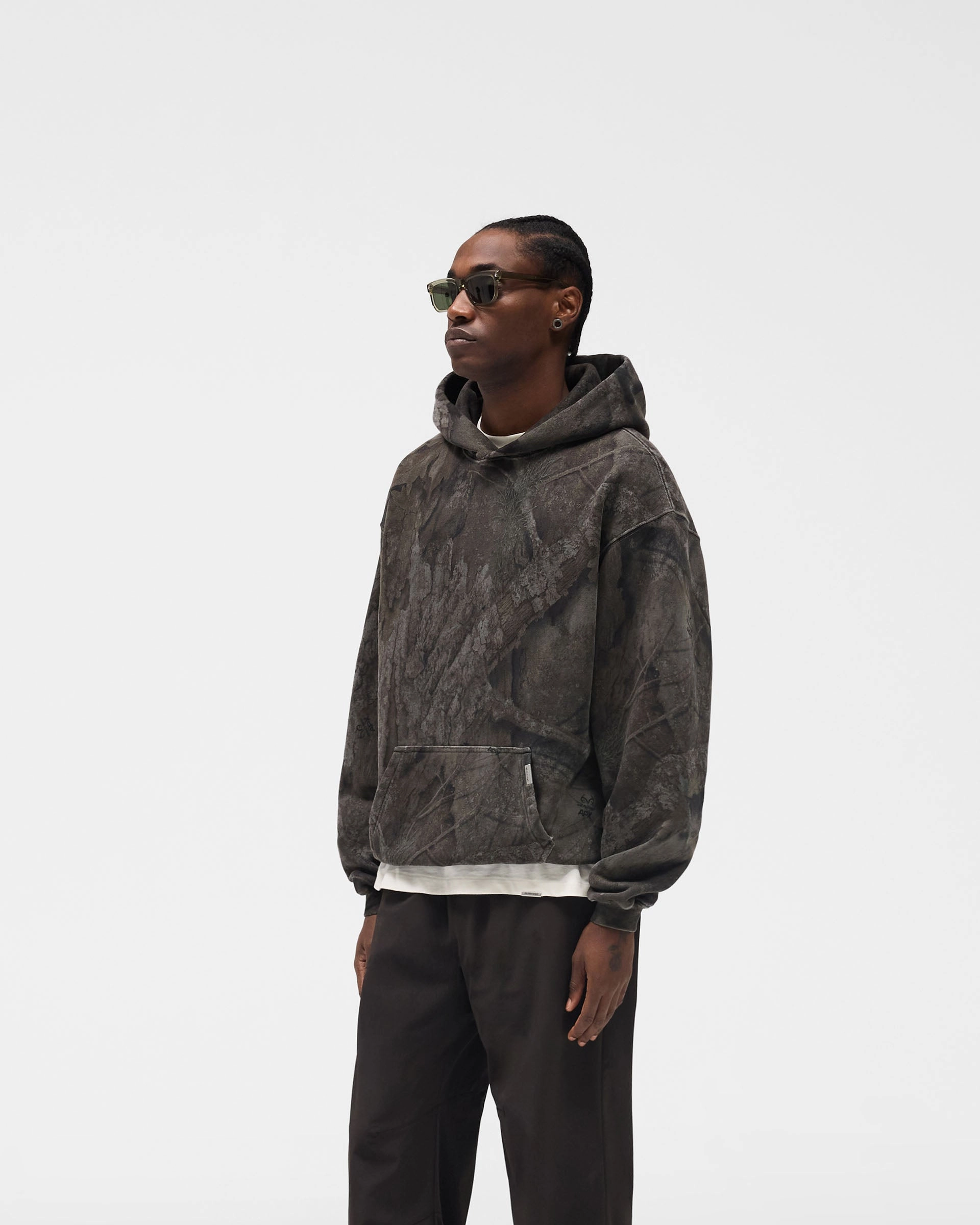 Initial Overdye Realtree? Oversized Hoodie - Overdyed Black Logo Detail