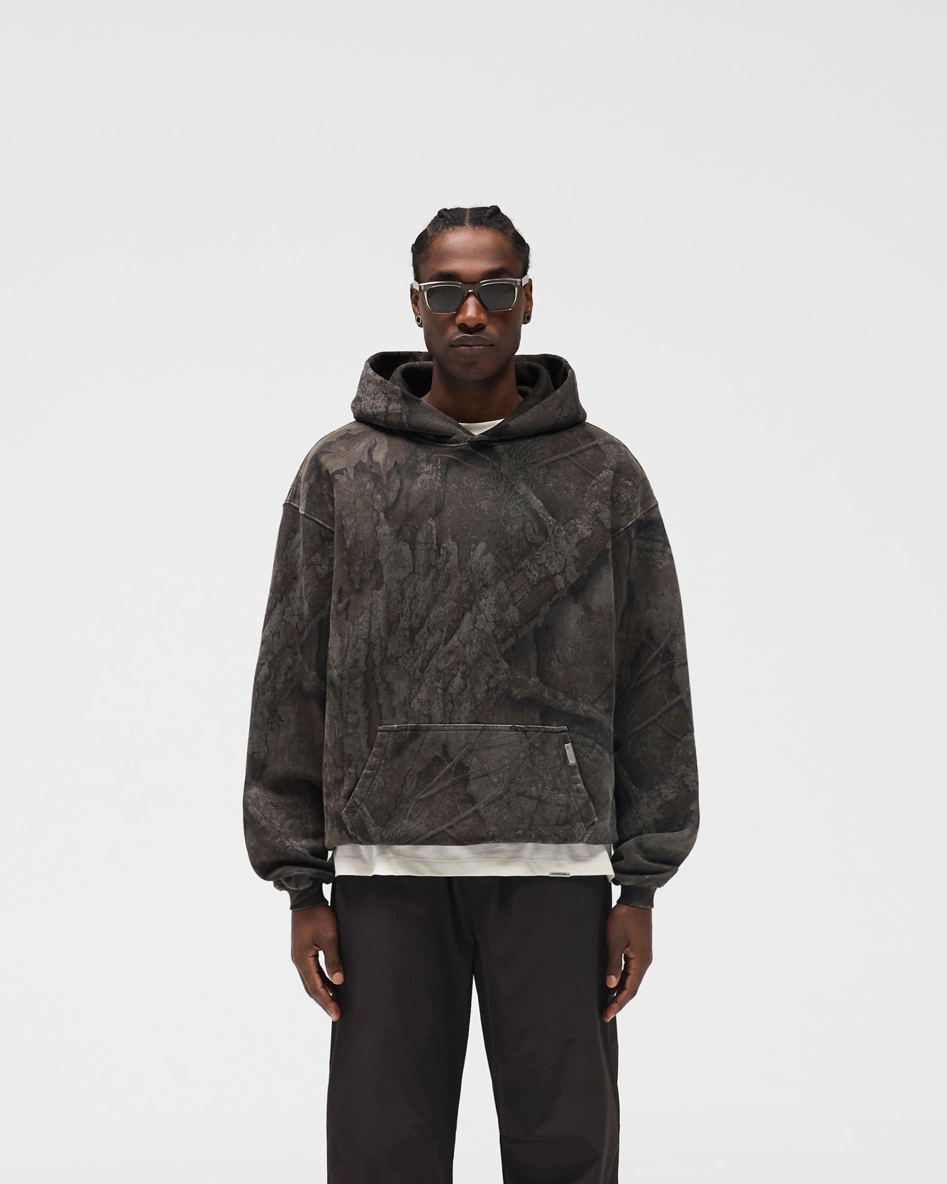 Initial Overdye Realtree? Oversized Hoodie - Overdyed Black Button up pockets Numbat like