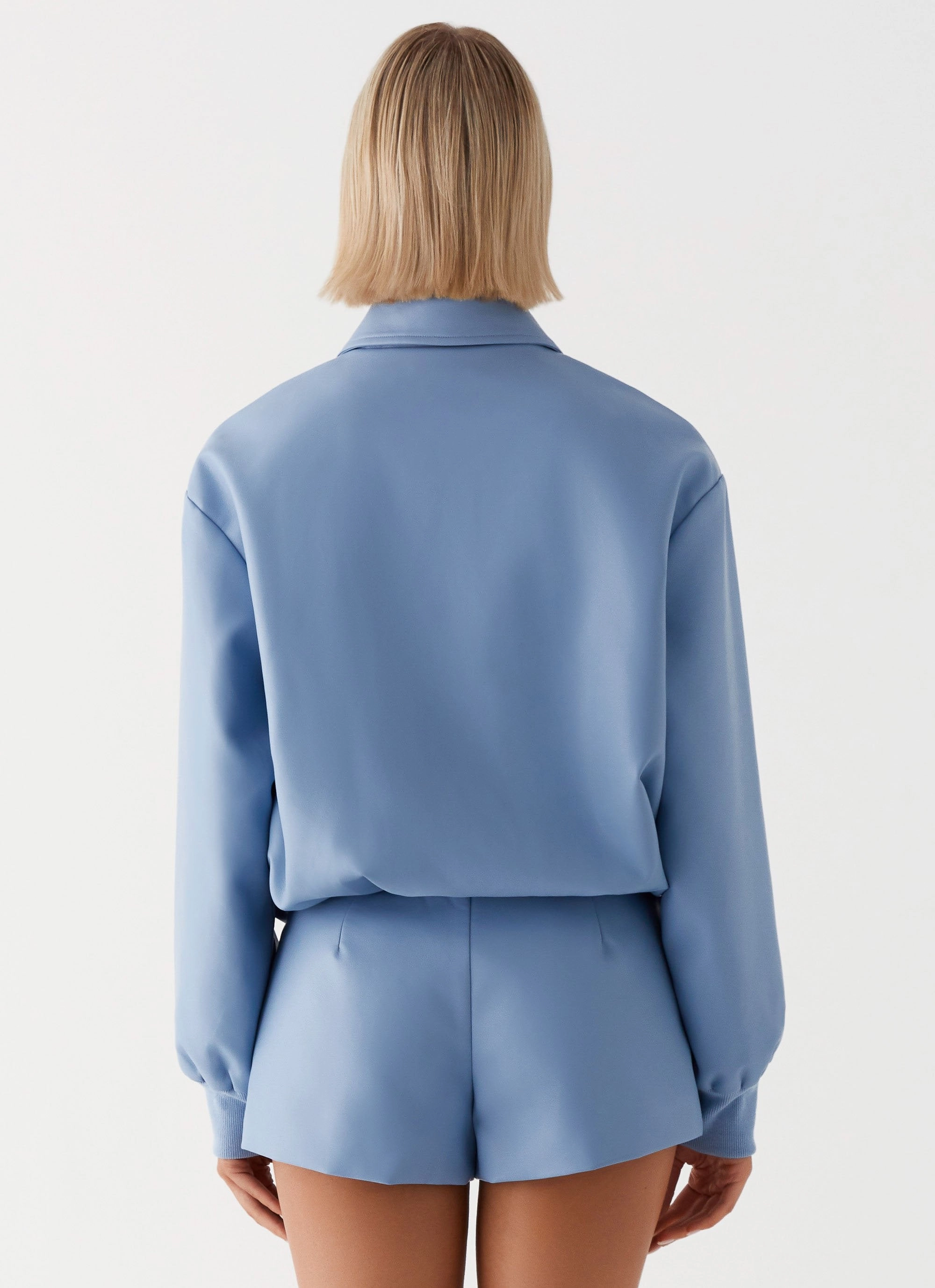 Aspen Oversized Bomber Jacket - Blue UV protection layer