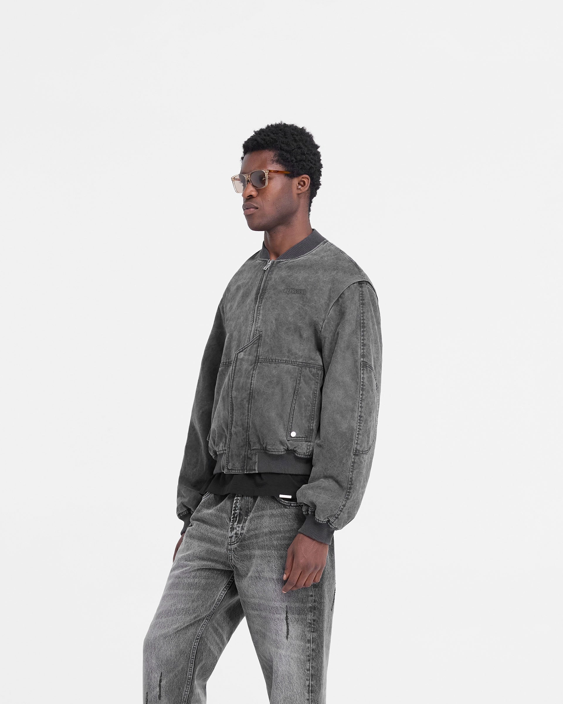 Inset Sleeve Bomber - Stained Black Noise Free Zippers