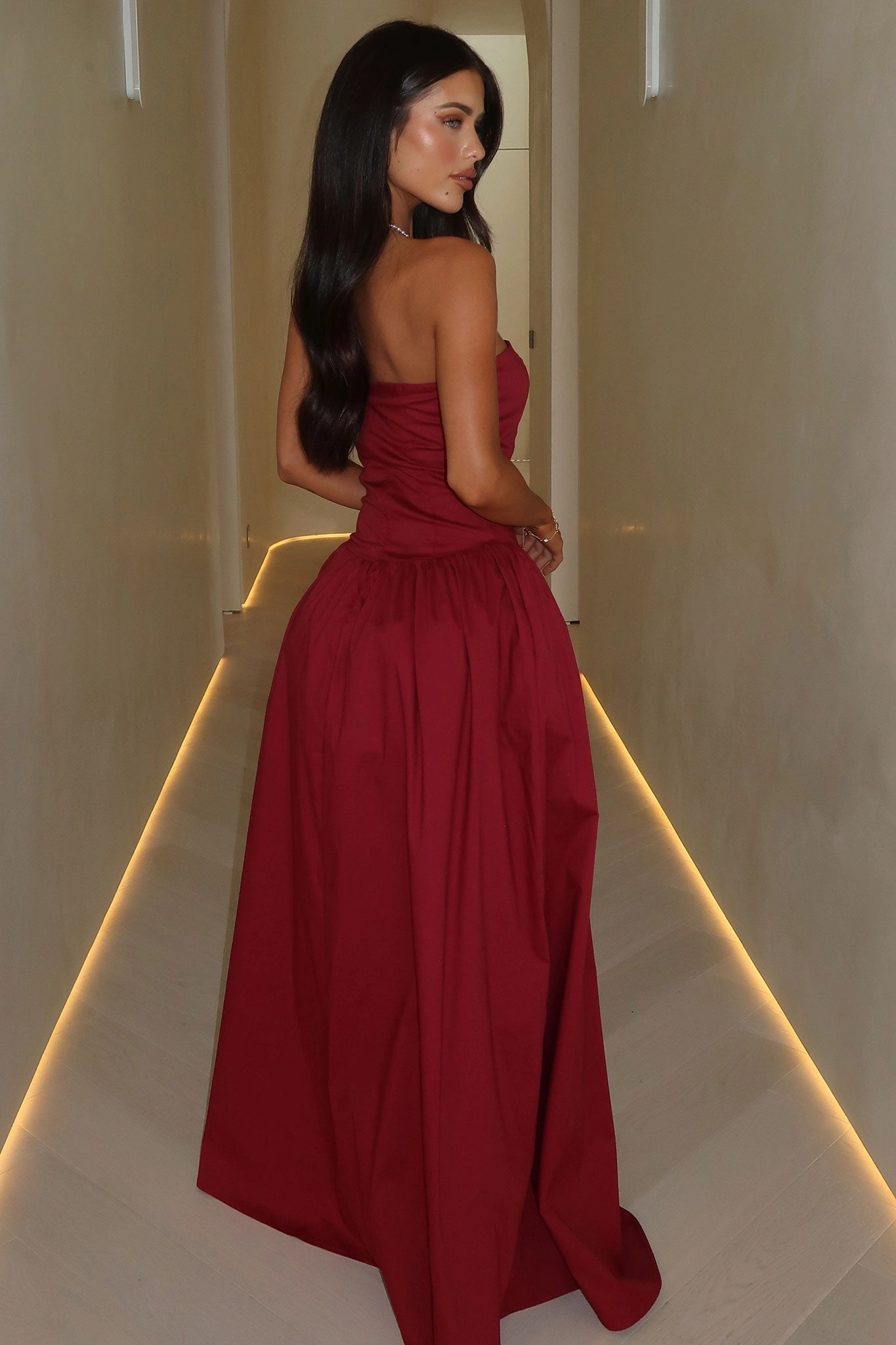 Iridessa Strapless Maxi Dress - Burgundy Classy Look Smart And Comfortable