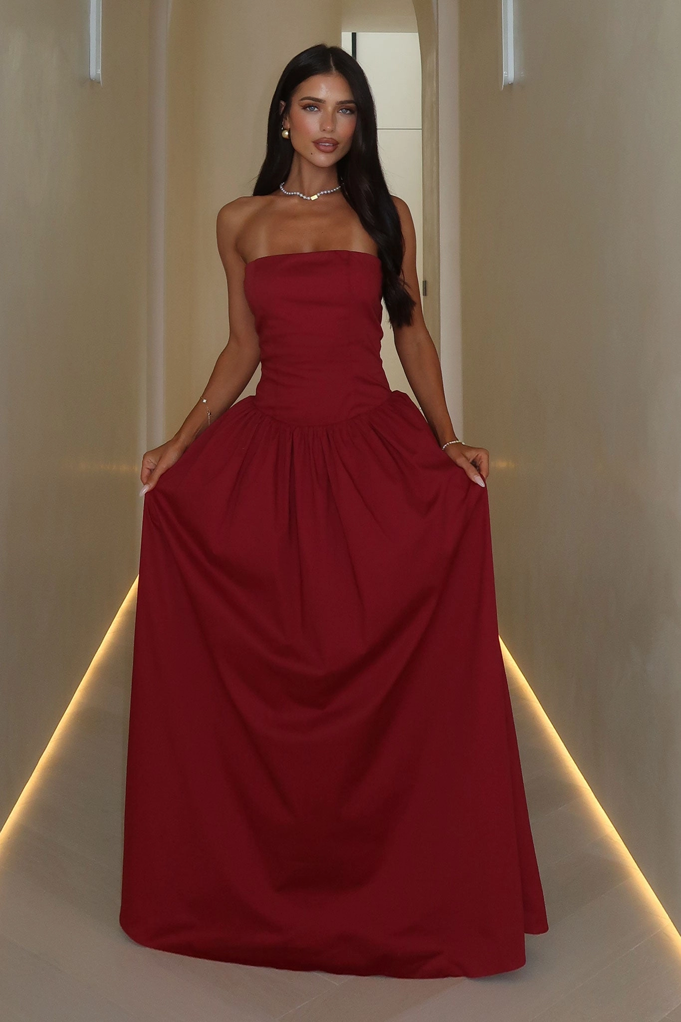 Iridessa Strapless Maxi Dress - Burgundy Clean Comfort