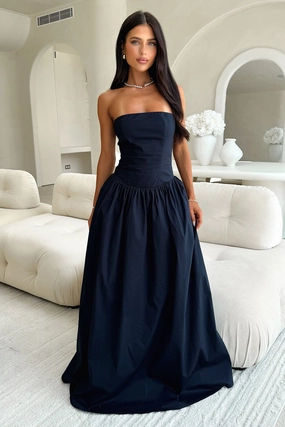 Iridessa Strapless Maxi Dress - Navy Soft Balance
