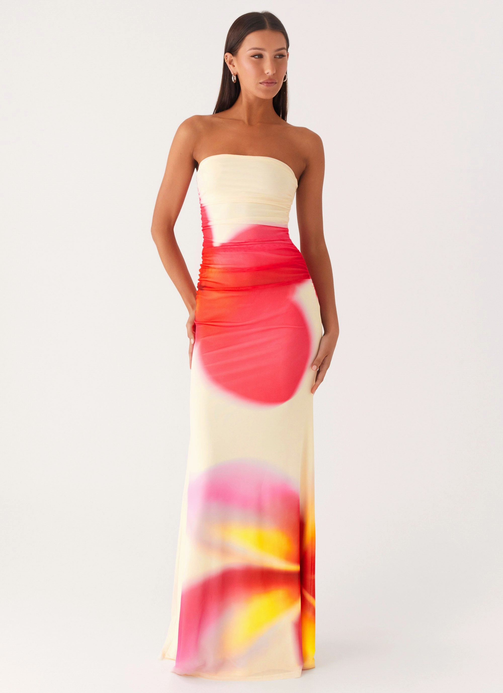 Iroha Strapless Maxi Dress - Frangipani Yellow Work-Ready Look Sophisticated Elegance