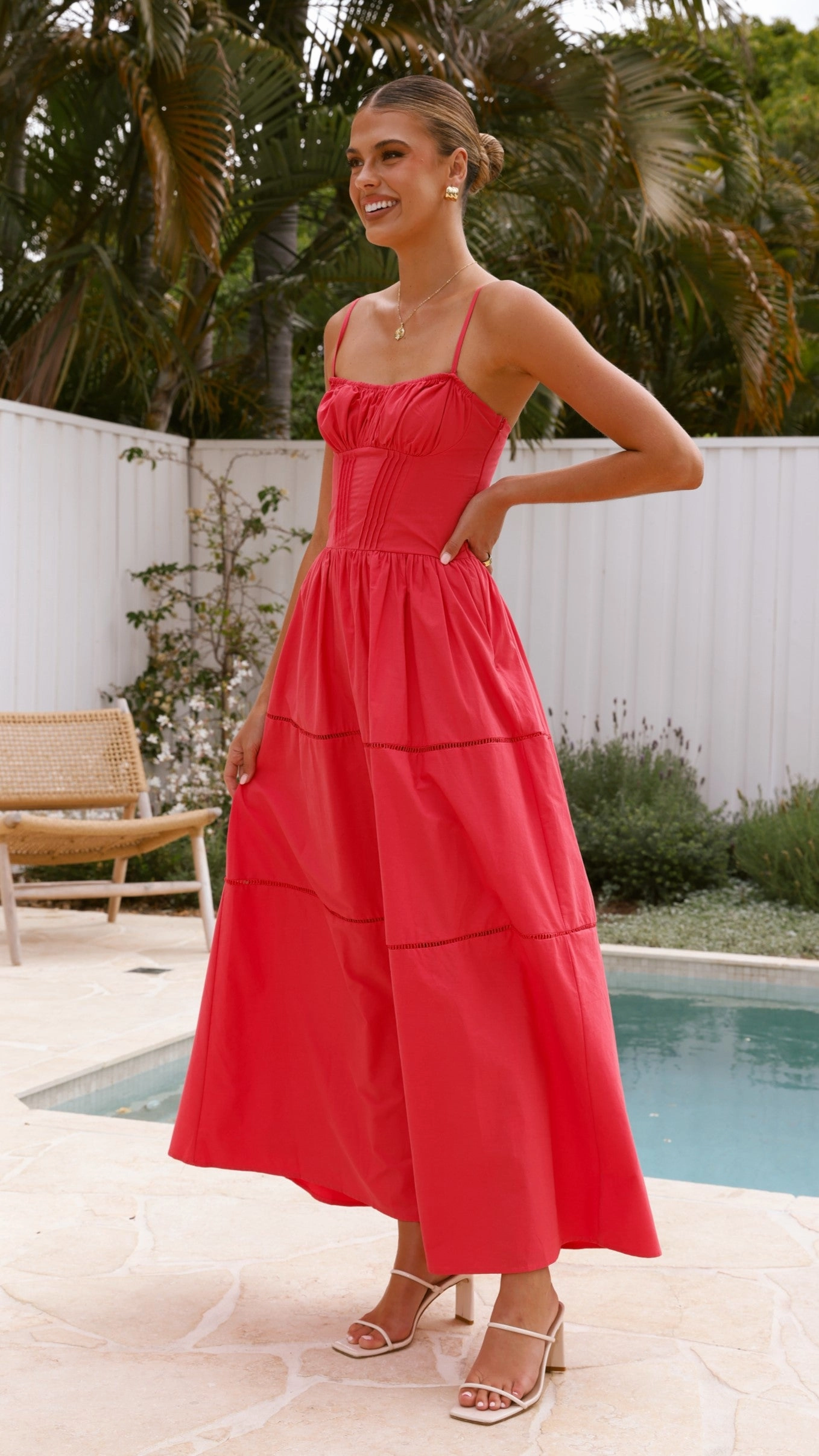 Isabella Maxi Dress - Red High low hem Summer Staple
