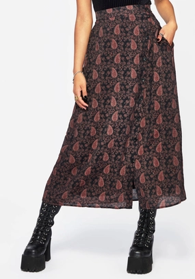 Isola Paisley Print Asymmetric Button Up Midaxi Skirt High Shine Handmade Item