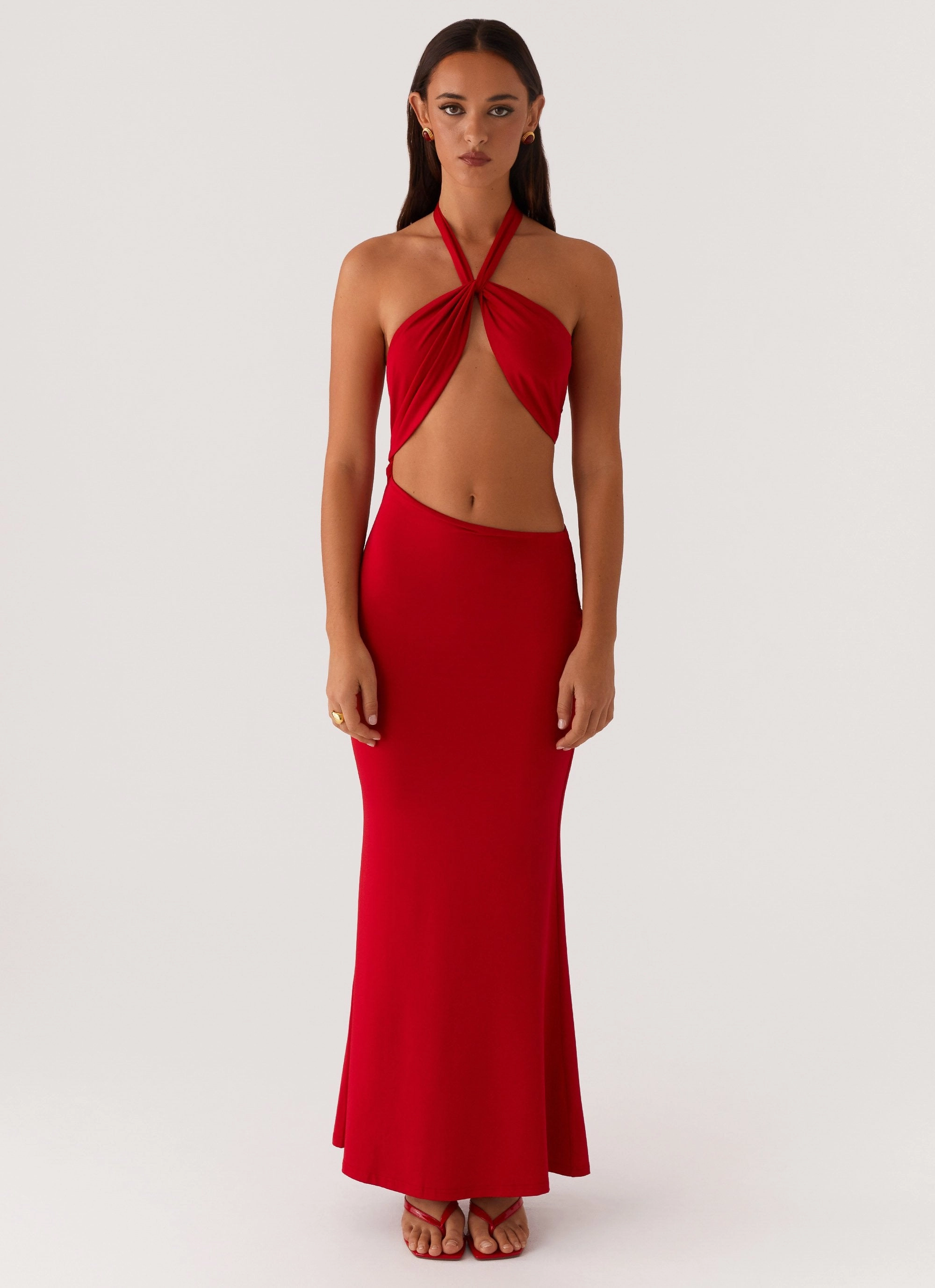 Sharp Detail Its Obvious Maxi Dress - Red