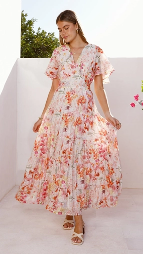 Jana Maxi Dress - Spring Floral Heart Tone Smooth Wear