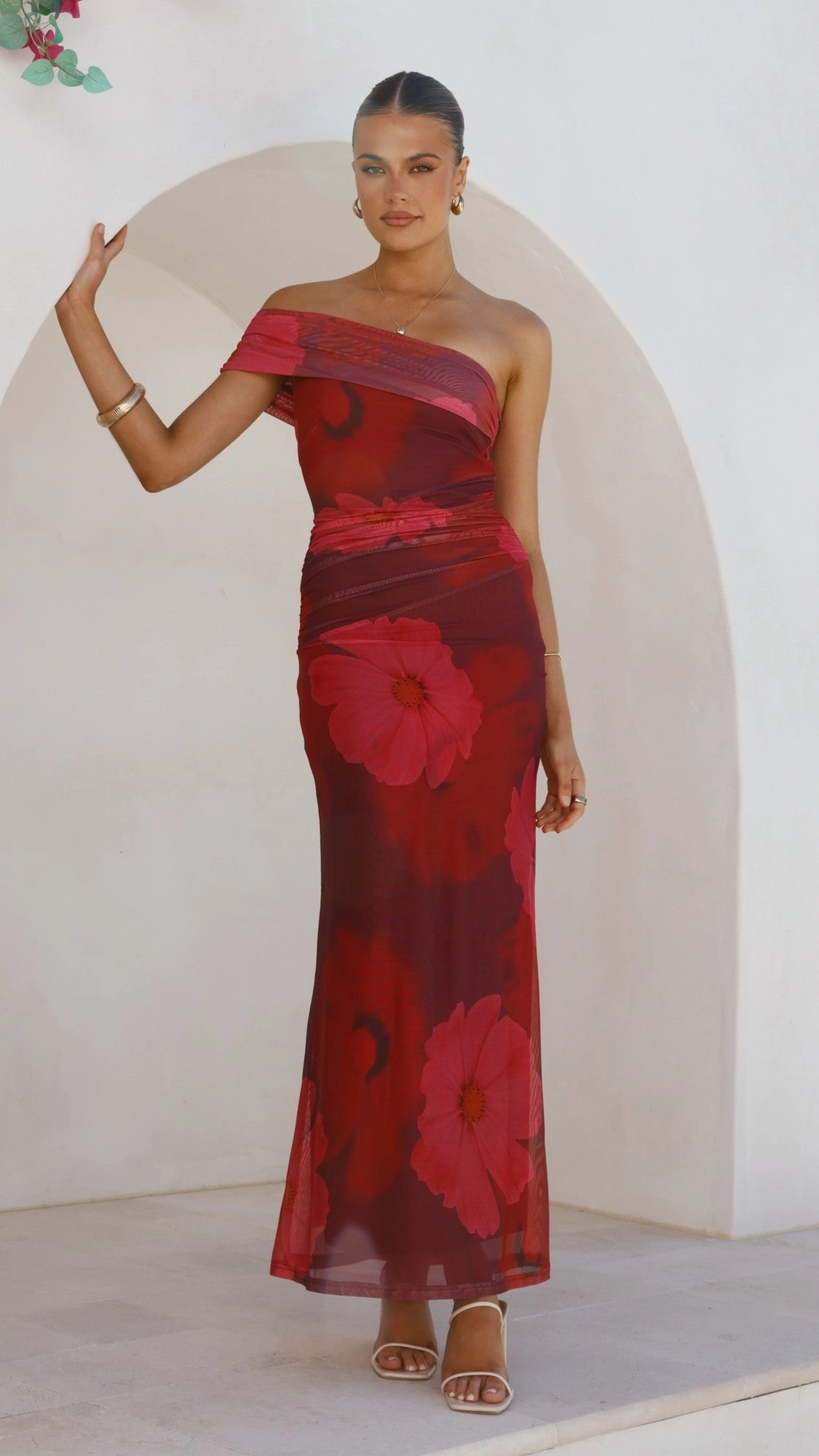 Timeless Fit Look Clear Blush Jelani Maxi Dress - Red Floral