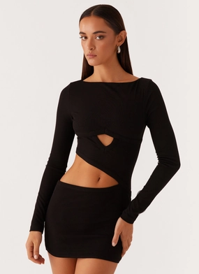 Jocelyn Long Sleeve Mini Dress - Black Weekend Ready